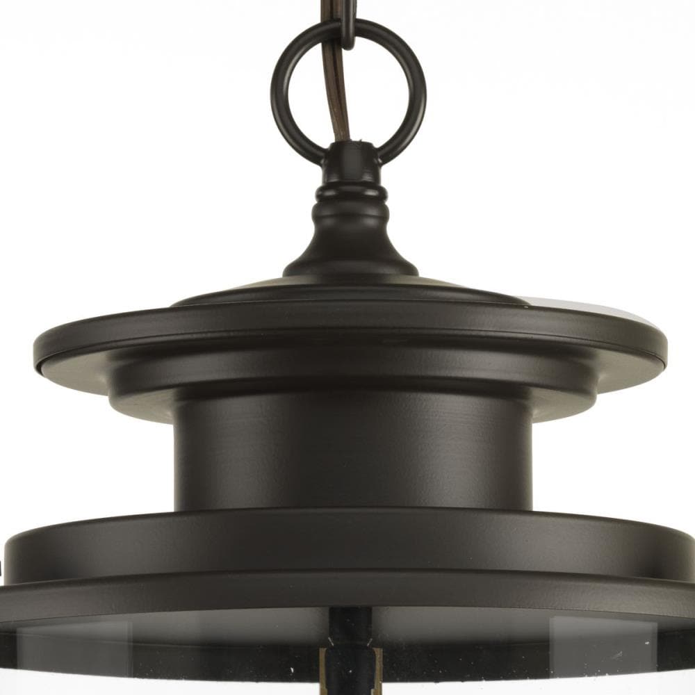 Antique Bronze and Glass 3-Light Indoor/Outdoor Pendant
