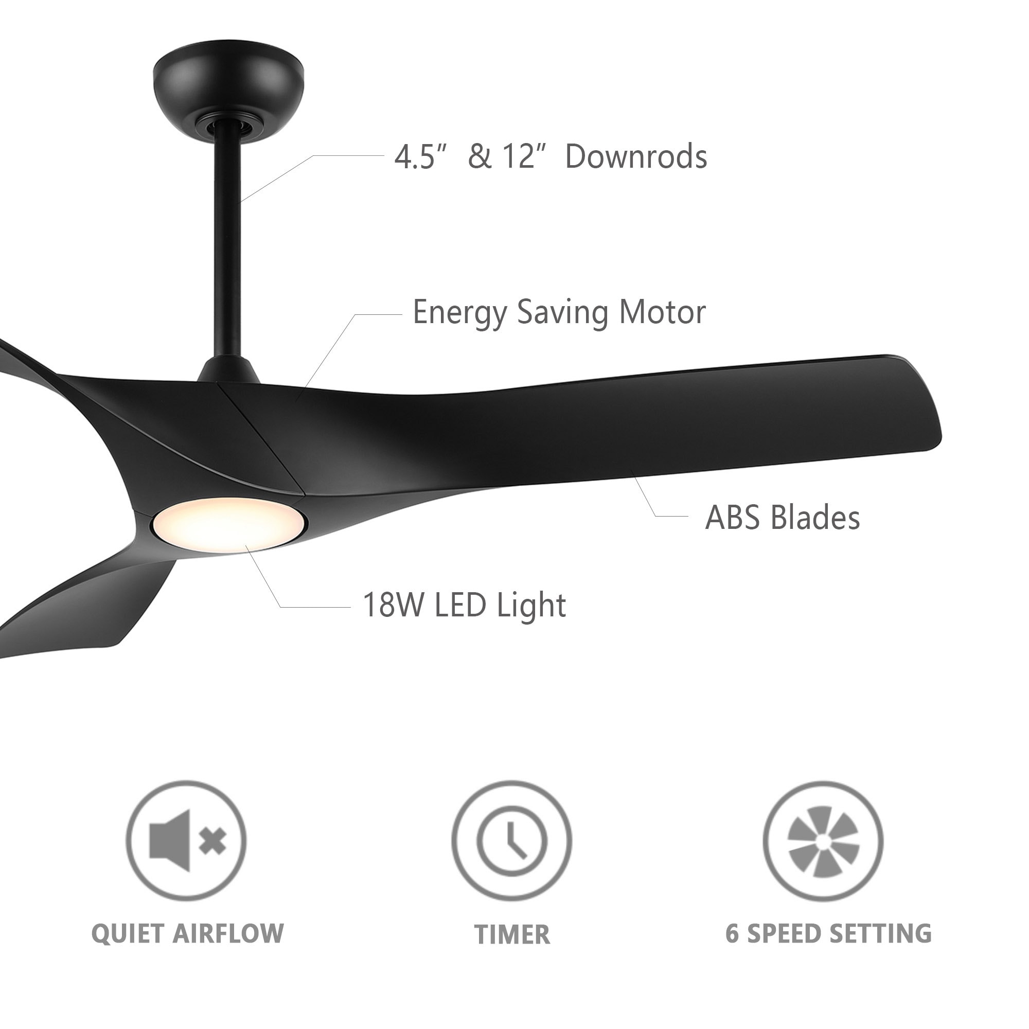 GETLEDEL LECF-Q023-BK Ceiling-Fans - View #3