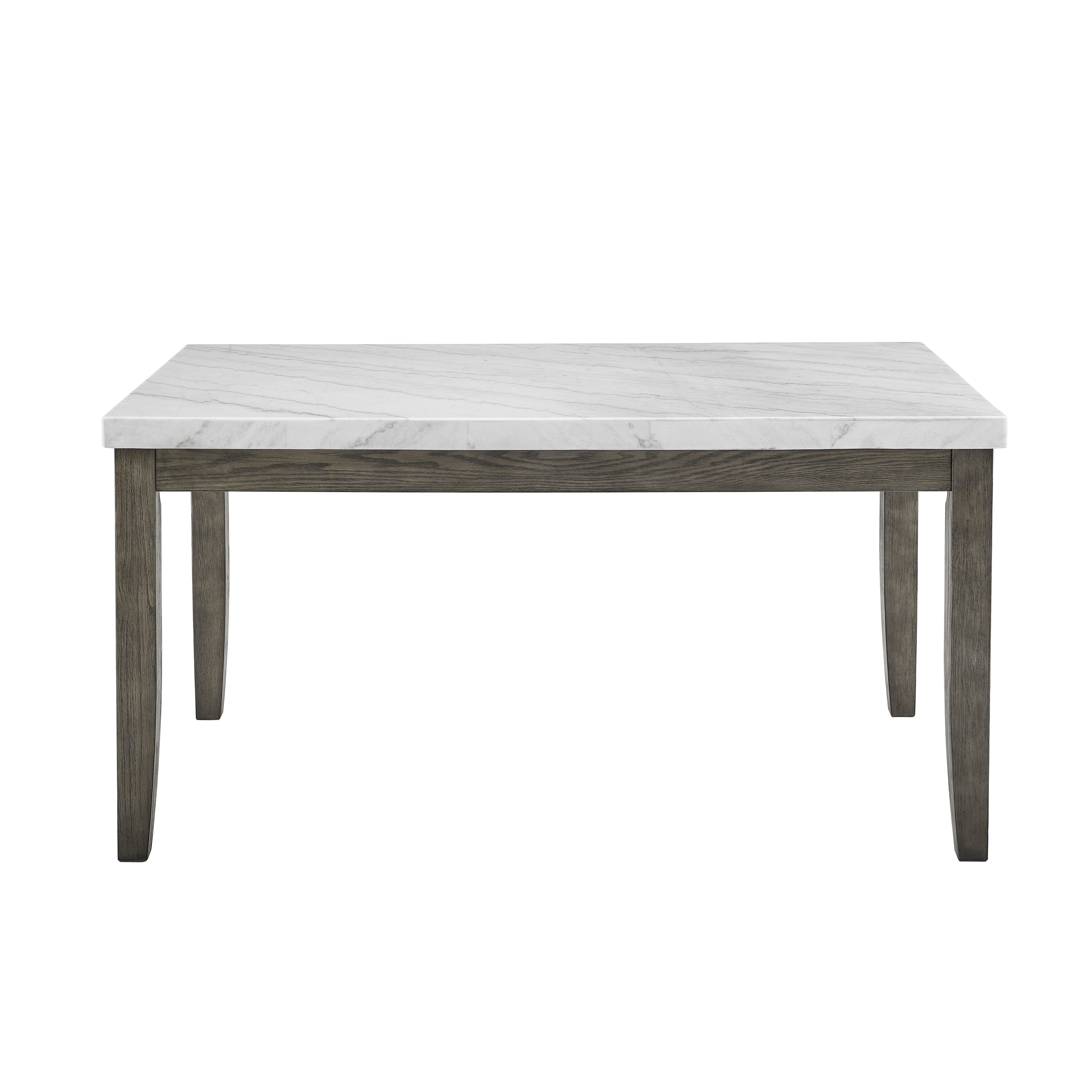 Steve Silver EM500WT White with Gray Transitional Dining Table, Marble with Gray Wood 60-in L x 31-in H