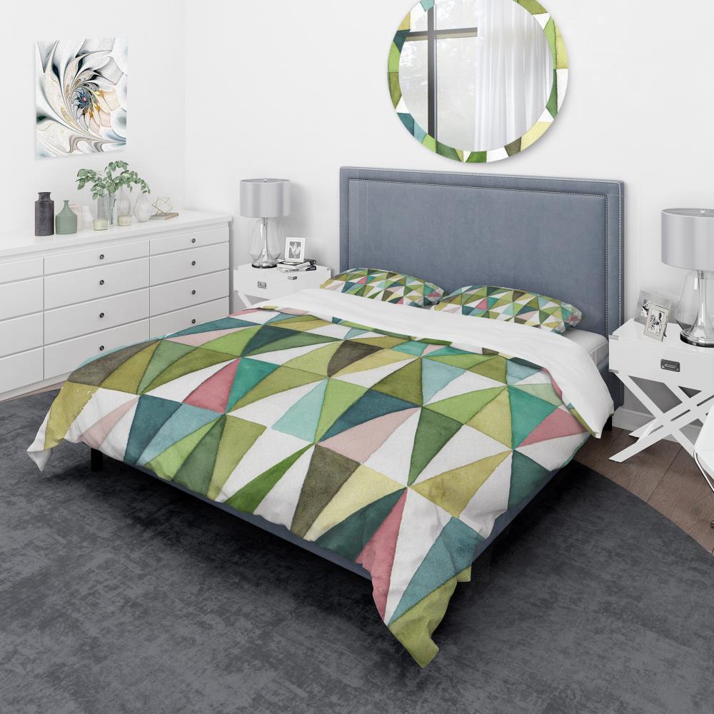 Designart BED30686-Q 3 -Piece Green Queen Duvet cover Set