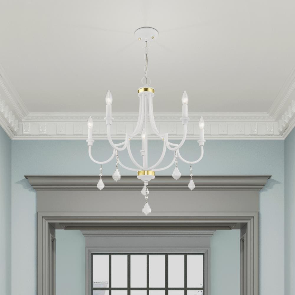 White Mini Crystal 5-Light Candelabra Chandelier