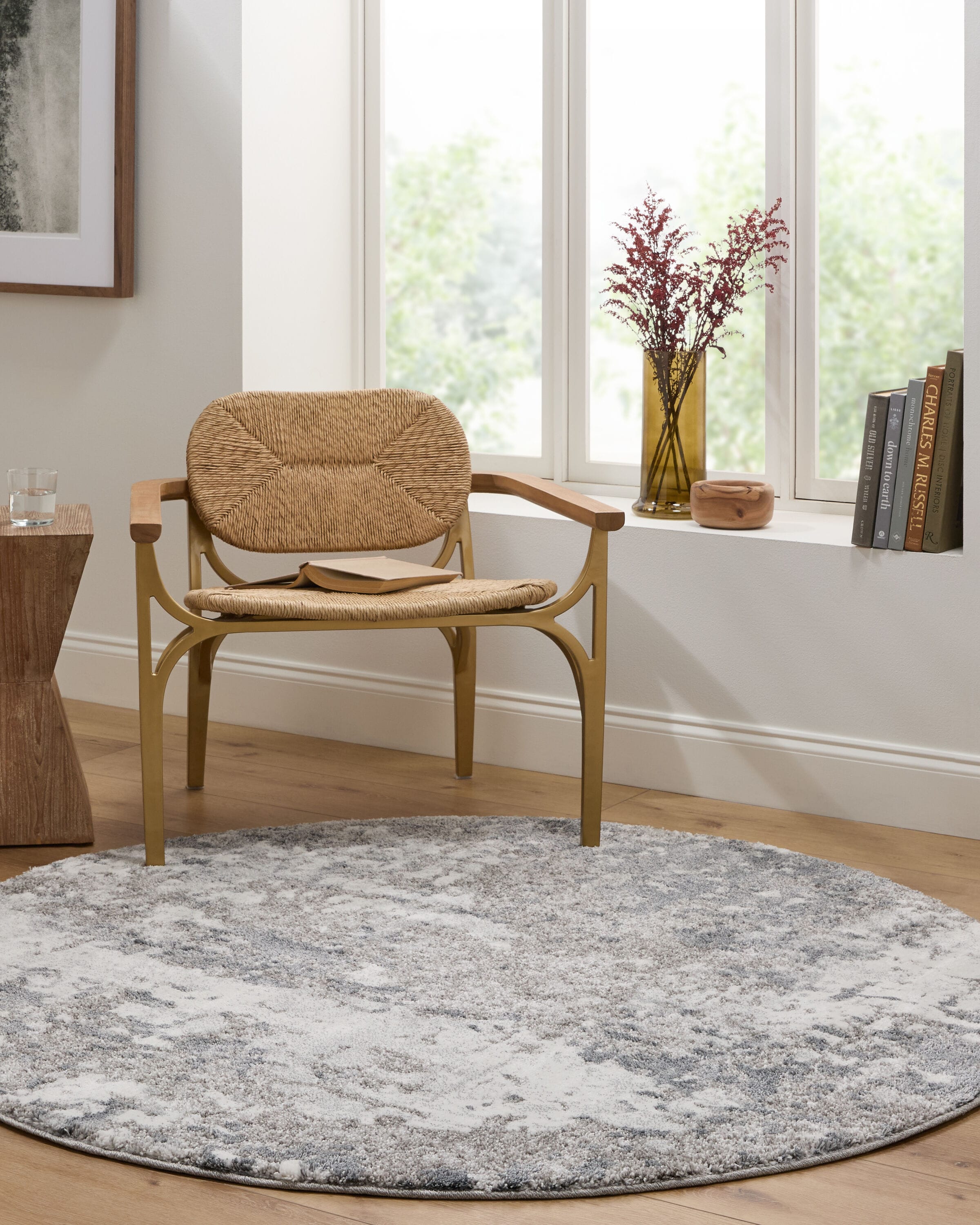 Livabliss VNE2304-53RD Venice 5 x 5 (ft) Polypropylene Tan Round Indoor Abstract Mid-Century Modern Area rug
