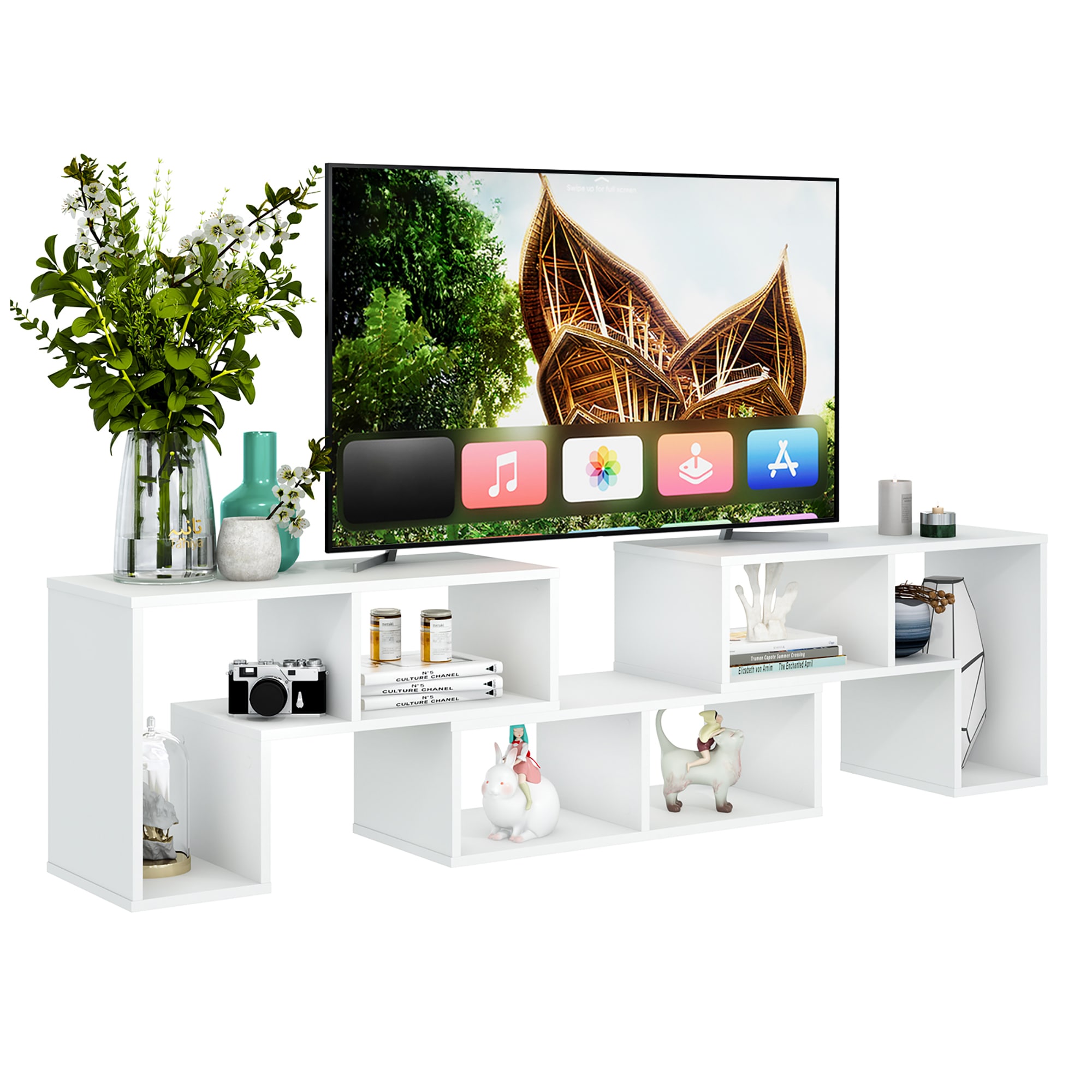 Costway SXL00180 Modern/Contemporary White TV stand Integrated TV Mount ( Accommodates TVs up to 65-in )