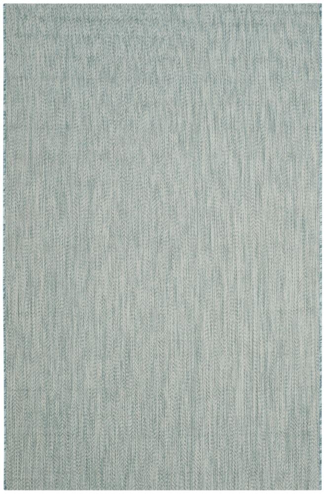 Safavieh CY8022-37121-6 Courtyard Newtown 7 x 10 (ft) Loomed Polypropylene Aqua/Gray Rectangular Indoor/Outdoor Chevron Coastal Area rug