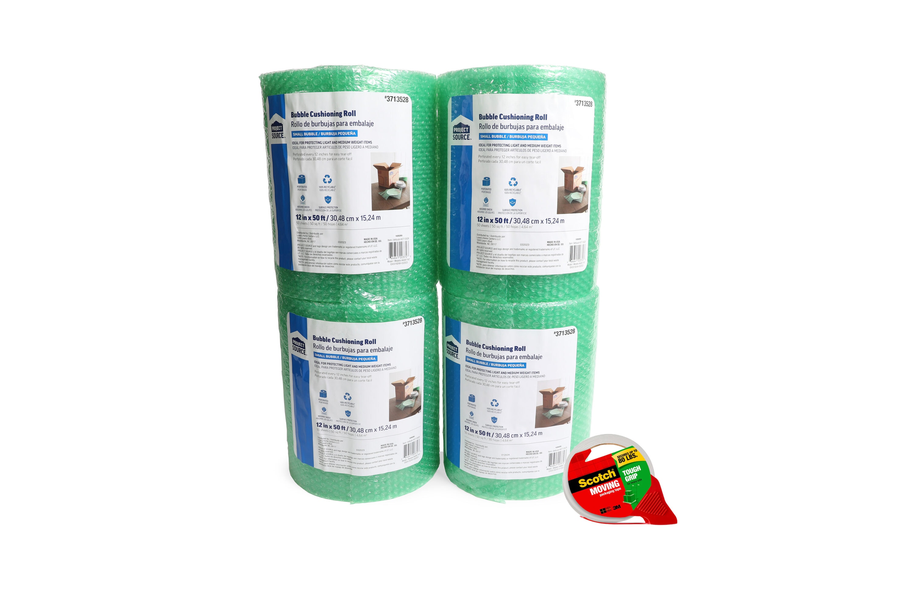 Project Source  4-Pack 12-in x 50-ft Bubble Cushion and Tape Kit