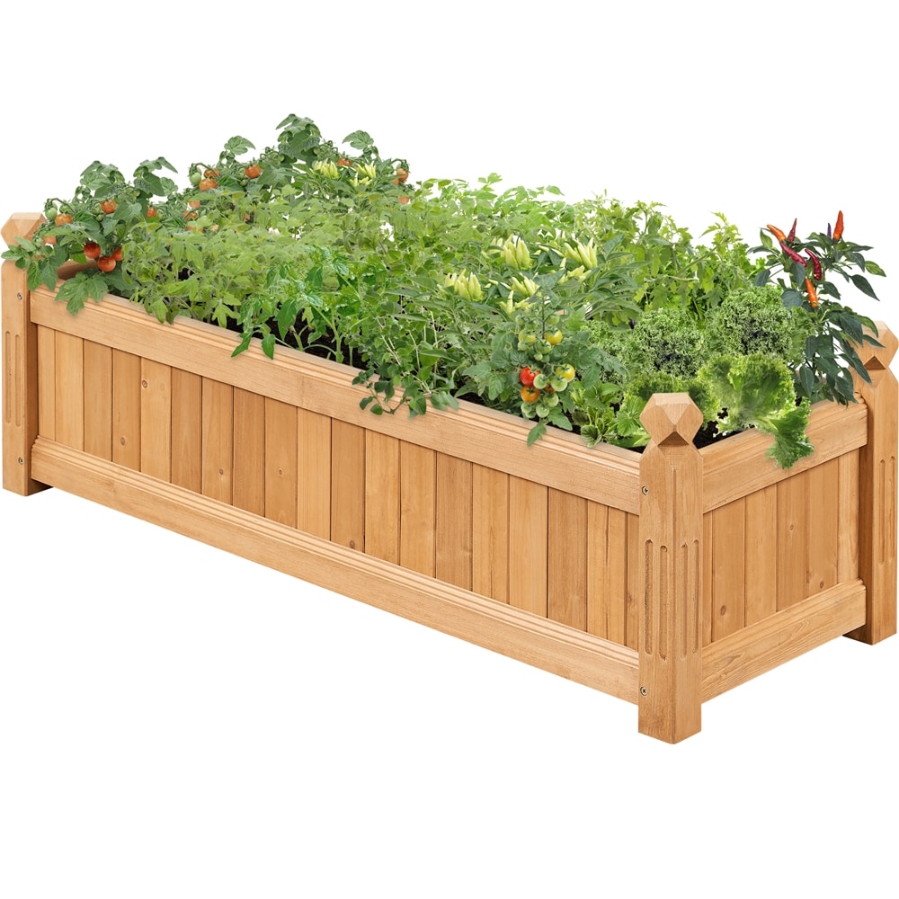Yaheetech 43.5-in L Light Brown Wood Rectangular Raised Garden Planter