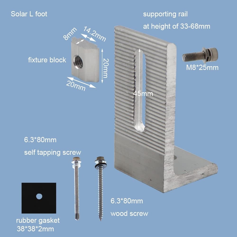 Misopily Solar Panel Roof Mounting Bracket Kit 4 Rails 76cm Adjustable ...