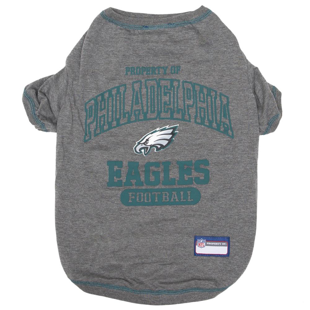 Philadelphia Eagles Unisex XS Gray T-Shirt | 100% Cotton | NFL Officially Licensed | Screen-Printed Team Logo | Pet Clothing | - Pets First PHL-4014-XS