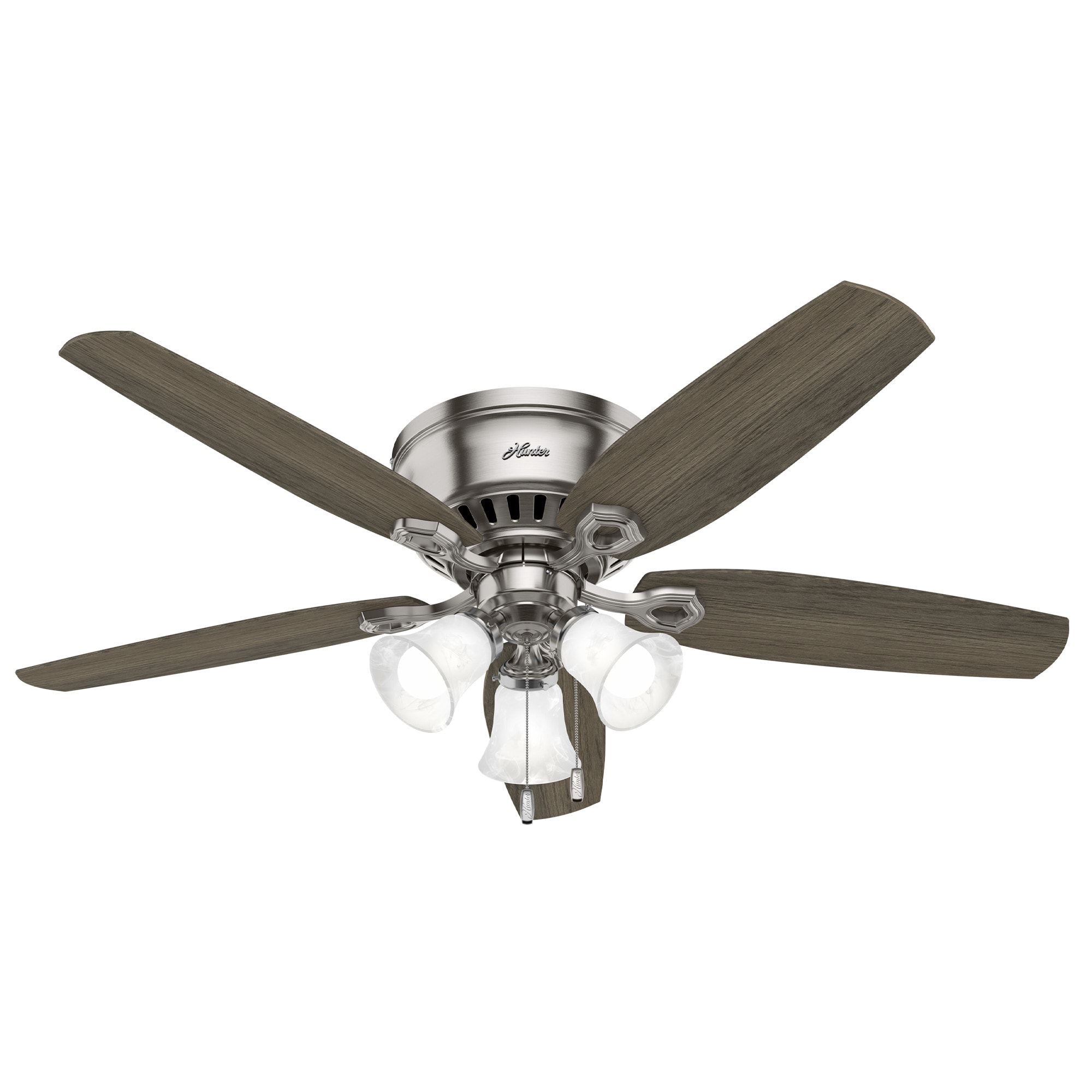 Brushed Nickel 52" Low Profile Ceiling Fan with LED Lights