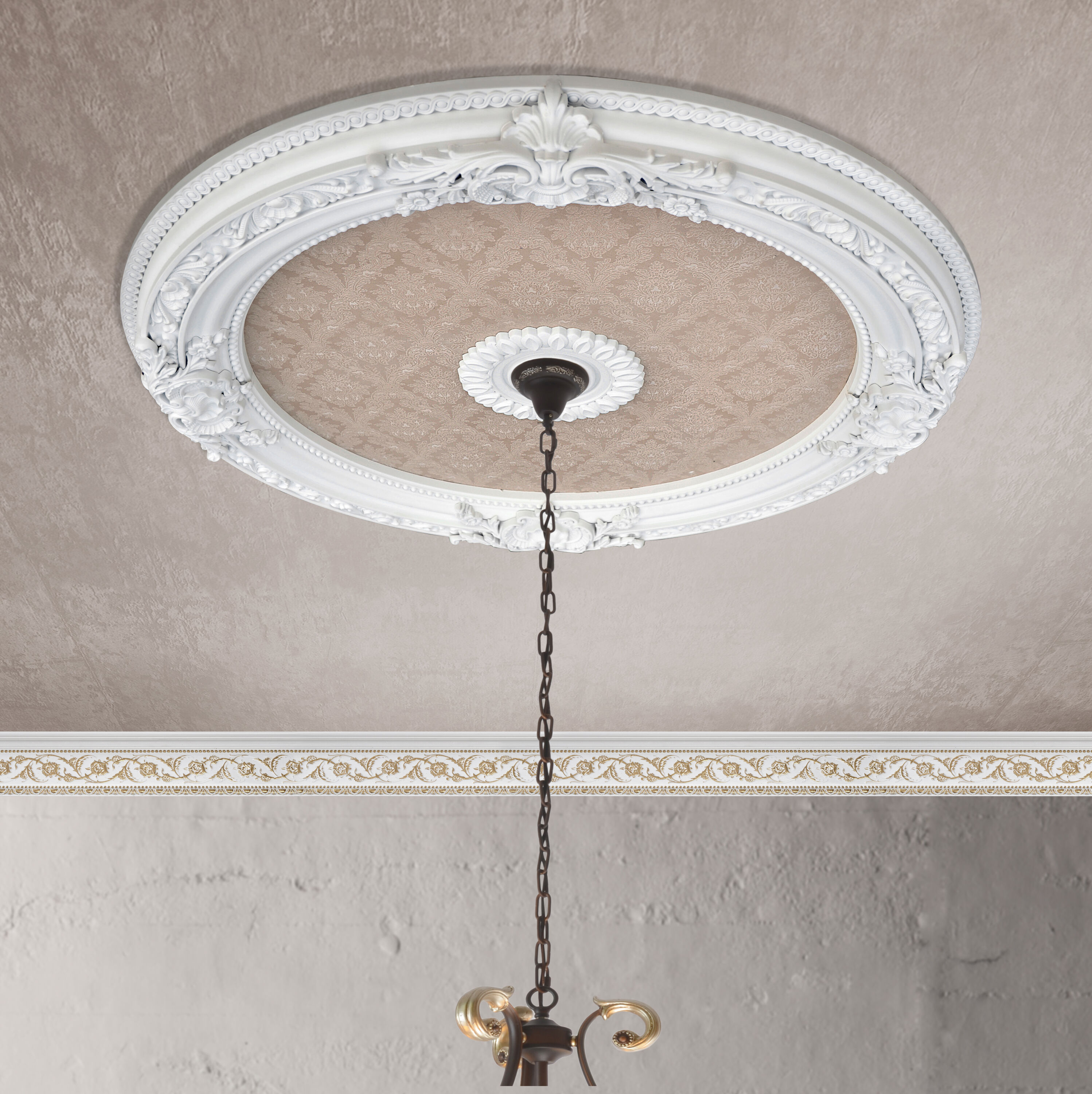 Blanco 36" White and Beige Polystyrene Chandelier Ceiling Medallion