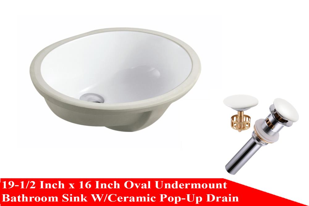 Kingsman Hardware White Ceramic Undermount Oval Bathroom Sink With Overflow Drain Included 19 5 In X 16 The Sinks Department At Com - 19 Inch Oval Undermount Bathroom Sink