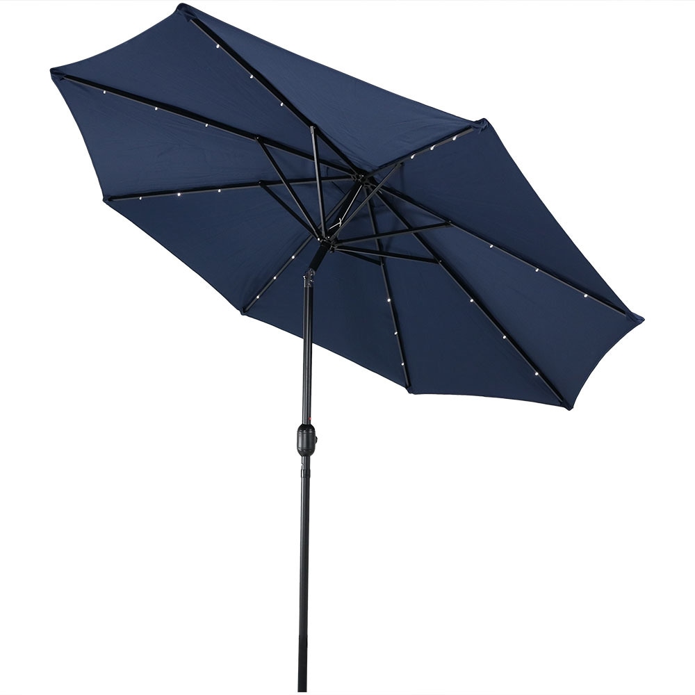 navy blue lighted patio umbrella