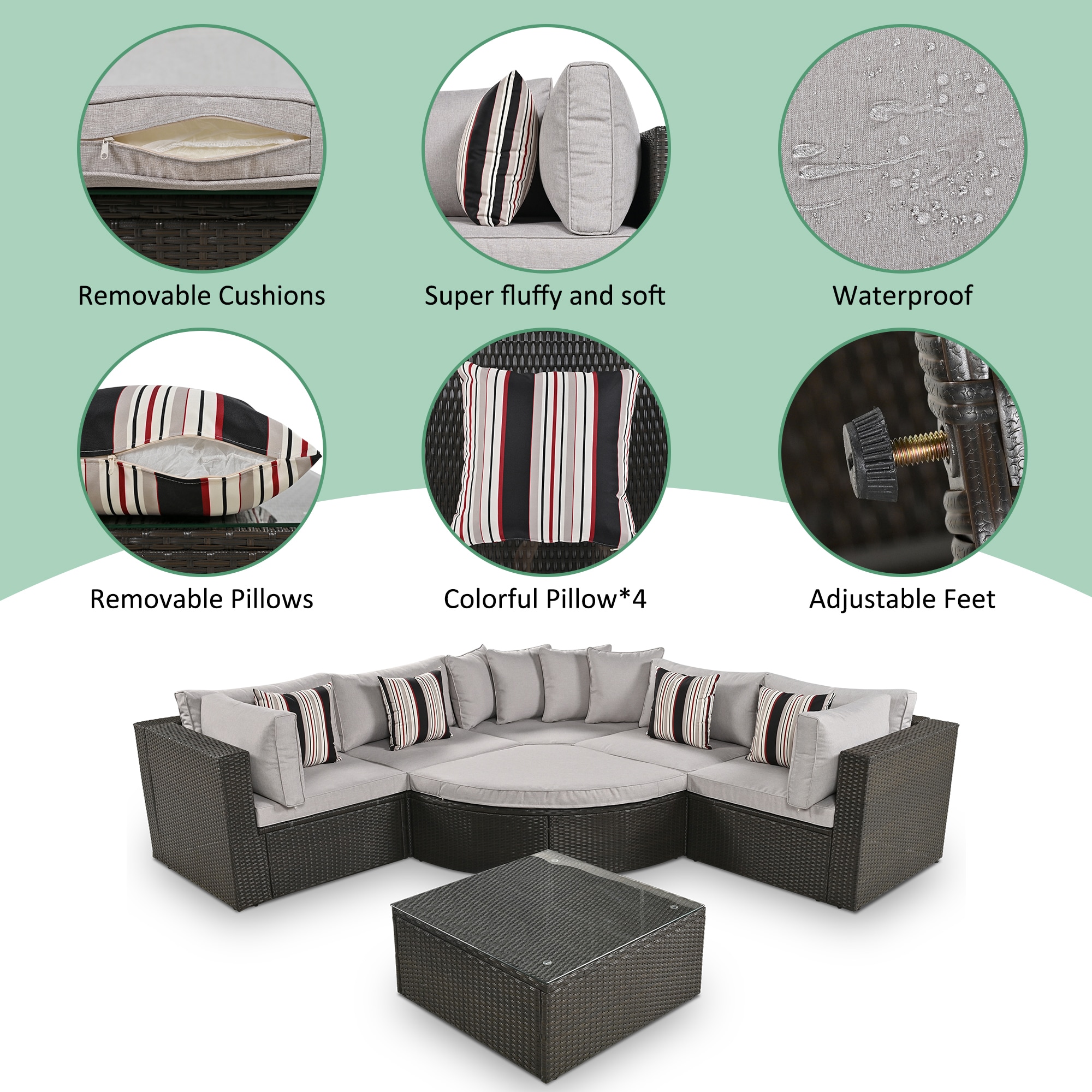 CASAINC CEW-HZ009-GR Patio-Sofas-Daybeds - View #7