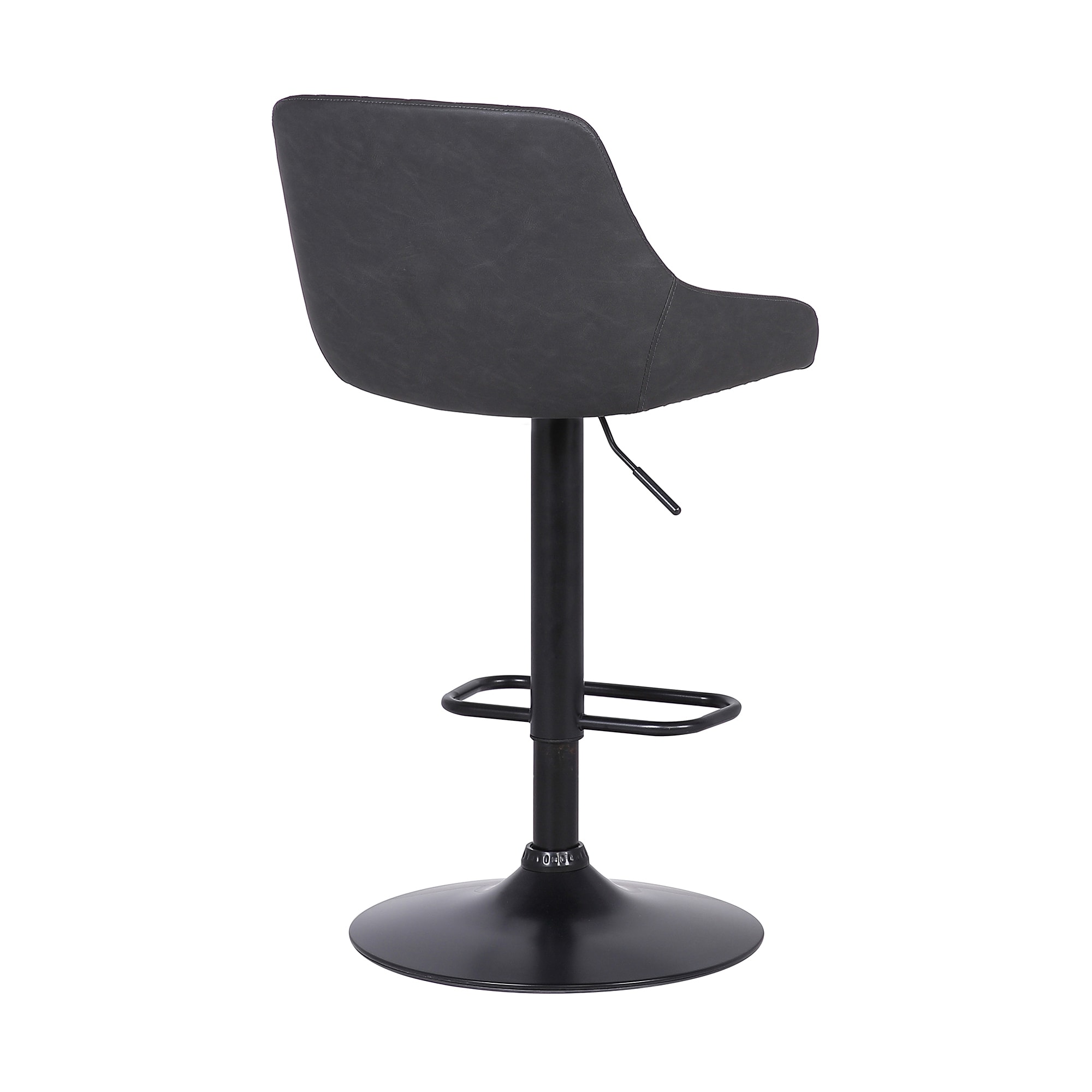 Adjustable Black and Grey Faux Leather Swivel Barstool