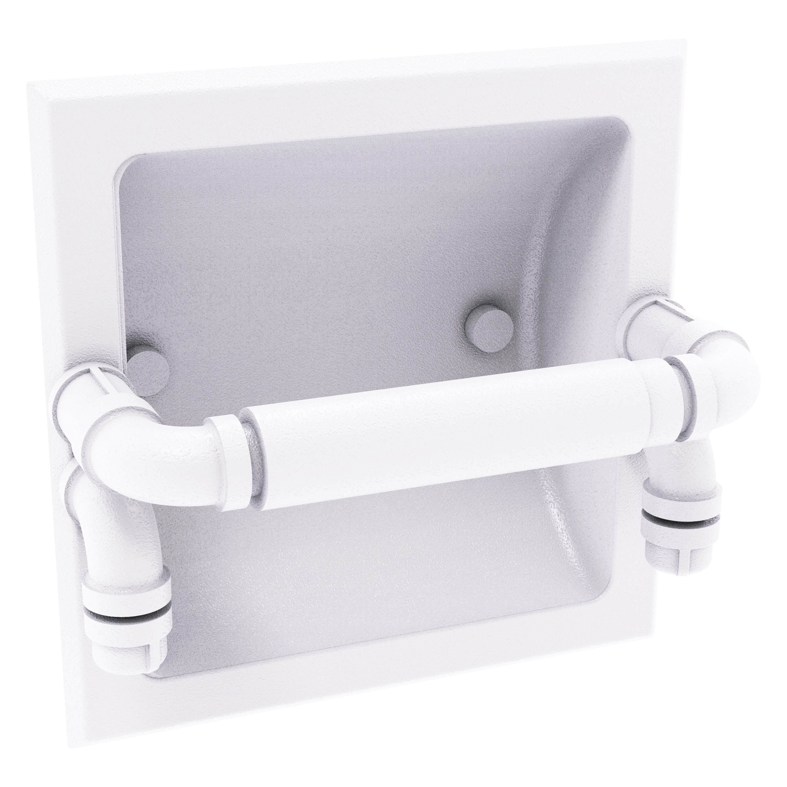 Allied Brass P-190-RTP-WHM Pipeline Matte White Recessed Double post Toilet Paper Holder 1 -Rolls with Storage