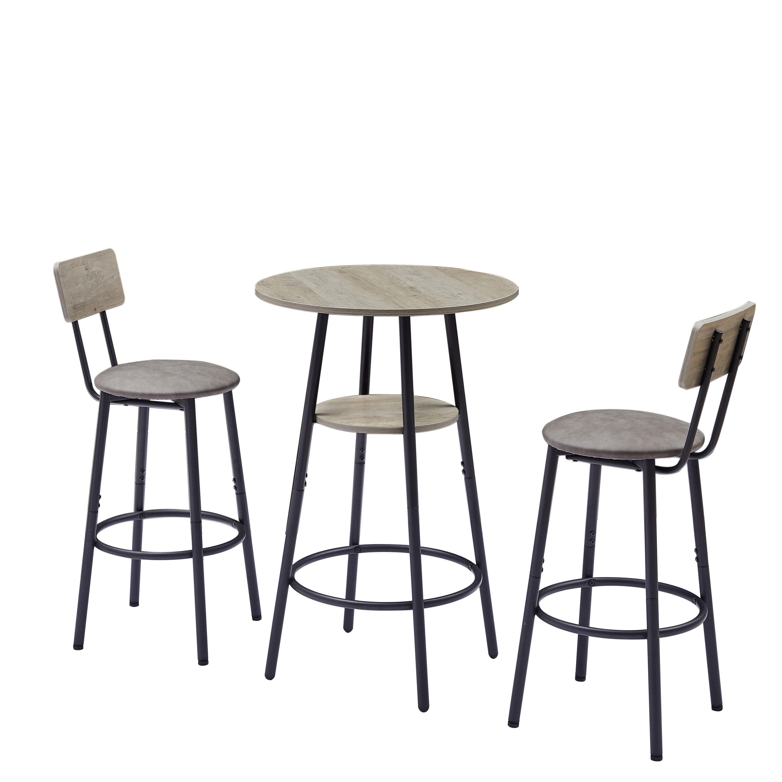 Kahomvis AC-QPJHX-04 Grey Contemporary/Modern Dining Room Set with Round Table ( Seats 2 )