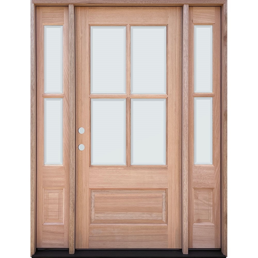 Solid Hardwood Wooden 4 Panel Front Door with sidelights and top light  Bespoke!