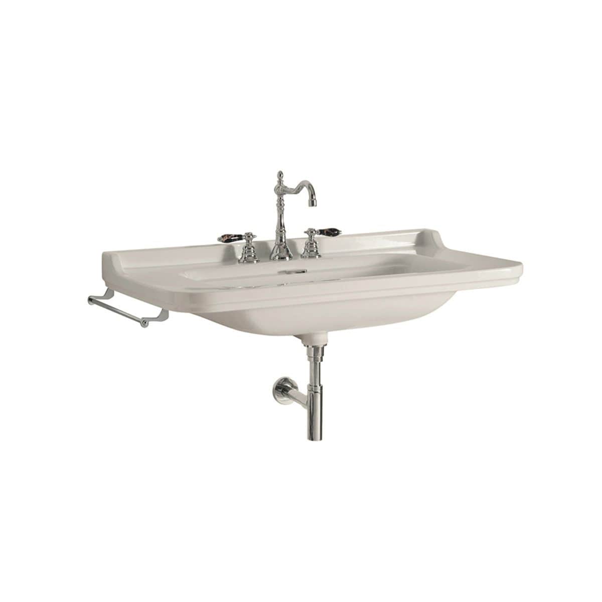 WS Bath Collections NOBLE 4141K1.03 Noble Ceramic Wall-mount Rectangular Traditional Glossy White Bathroom Sink ( 31.5-Inches x 21.7-Inches )