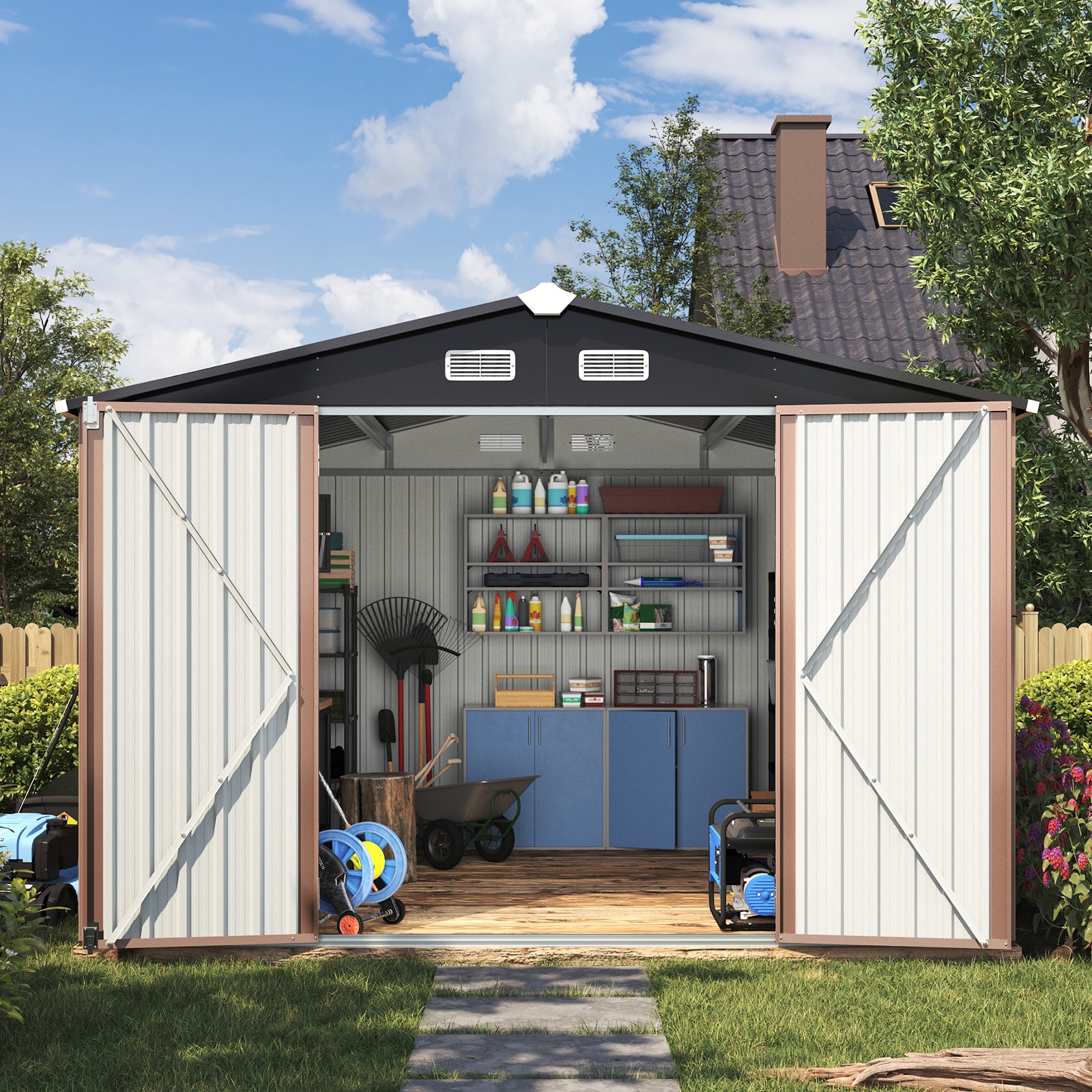 AOXUN AX-40113R Metal-Storage-Buildings-Sheds - View #2