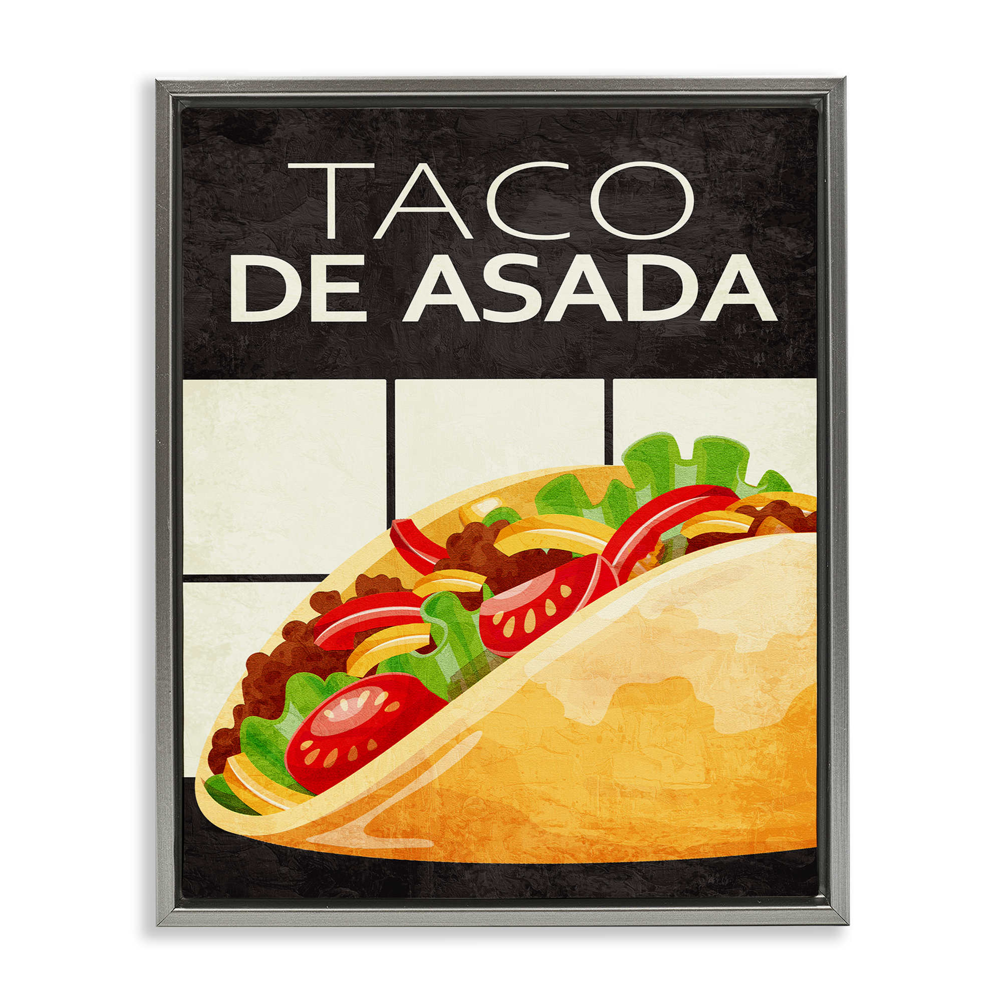 Stupell Industries BS-473-FFL-24X30 Taco Classic Meal Gray Framed Floater Canvas Wall Art By Kim Allen 25 x 31