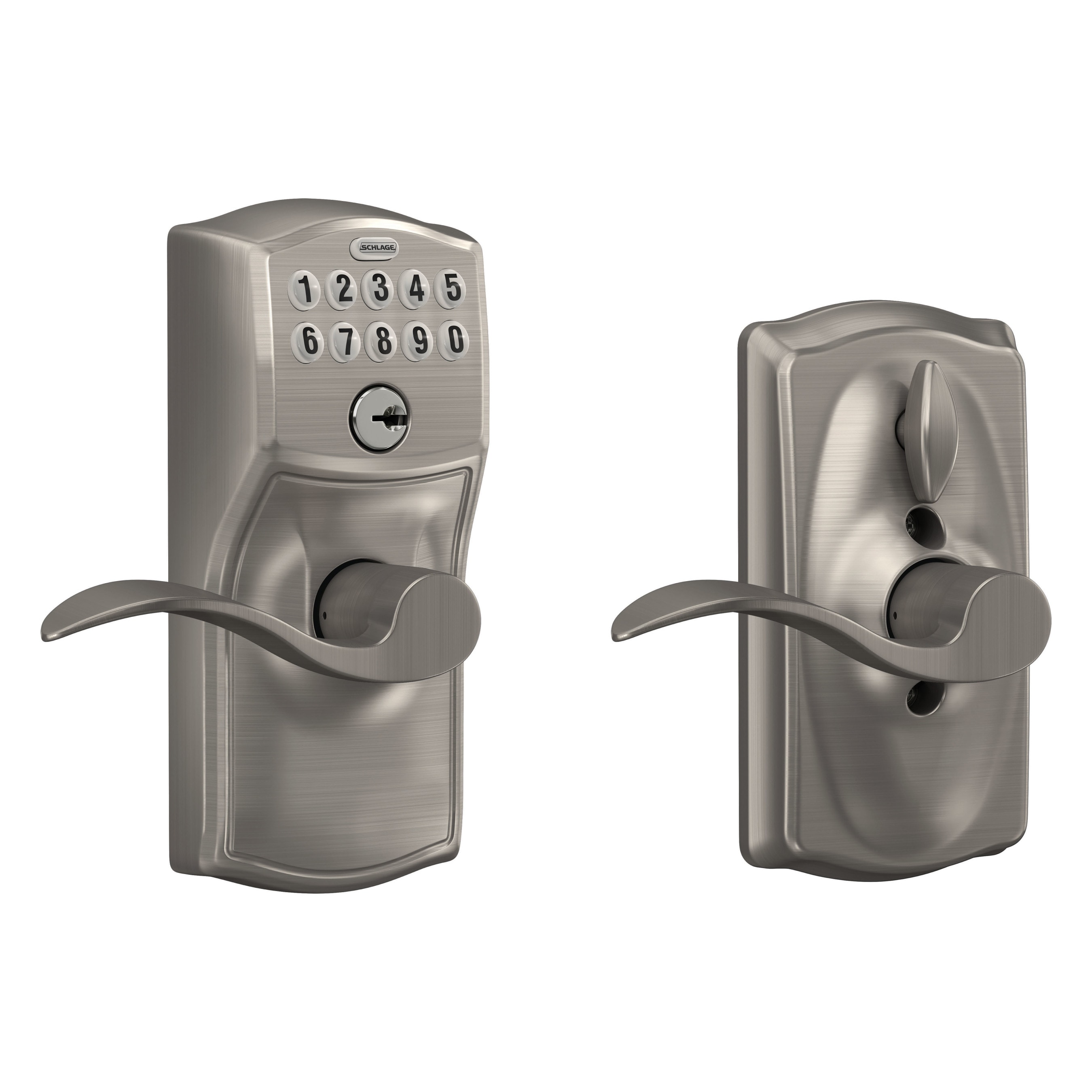 Schlage Camelot Satin Nickel Electronic Handle with Keypad FE595 CAM 619 ACC Sansujyuku sansujyuku.com