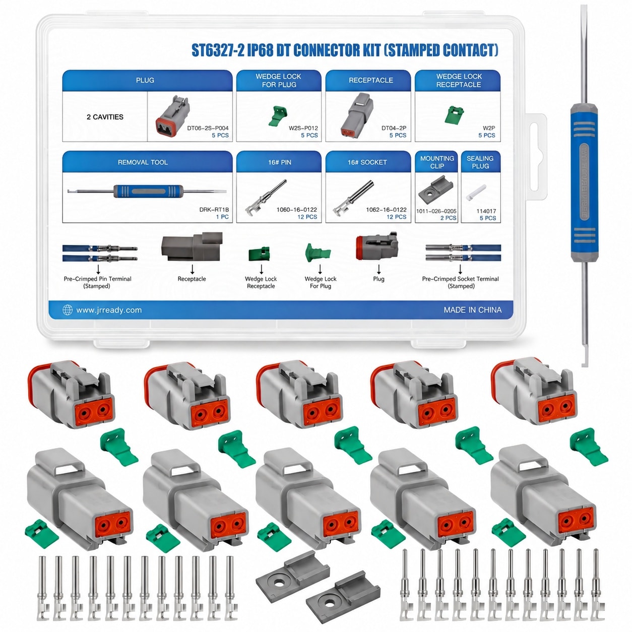 Oyezvary 2 Pin DT Connector Kit Gray Waterproof 2 Pin Connector 5 Sets ...