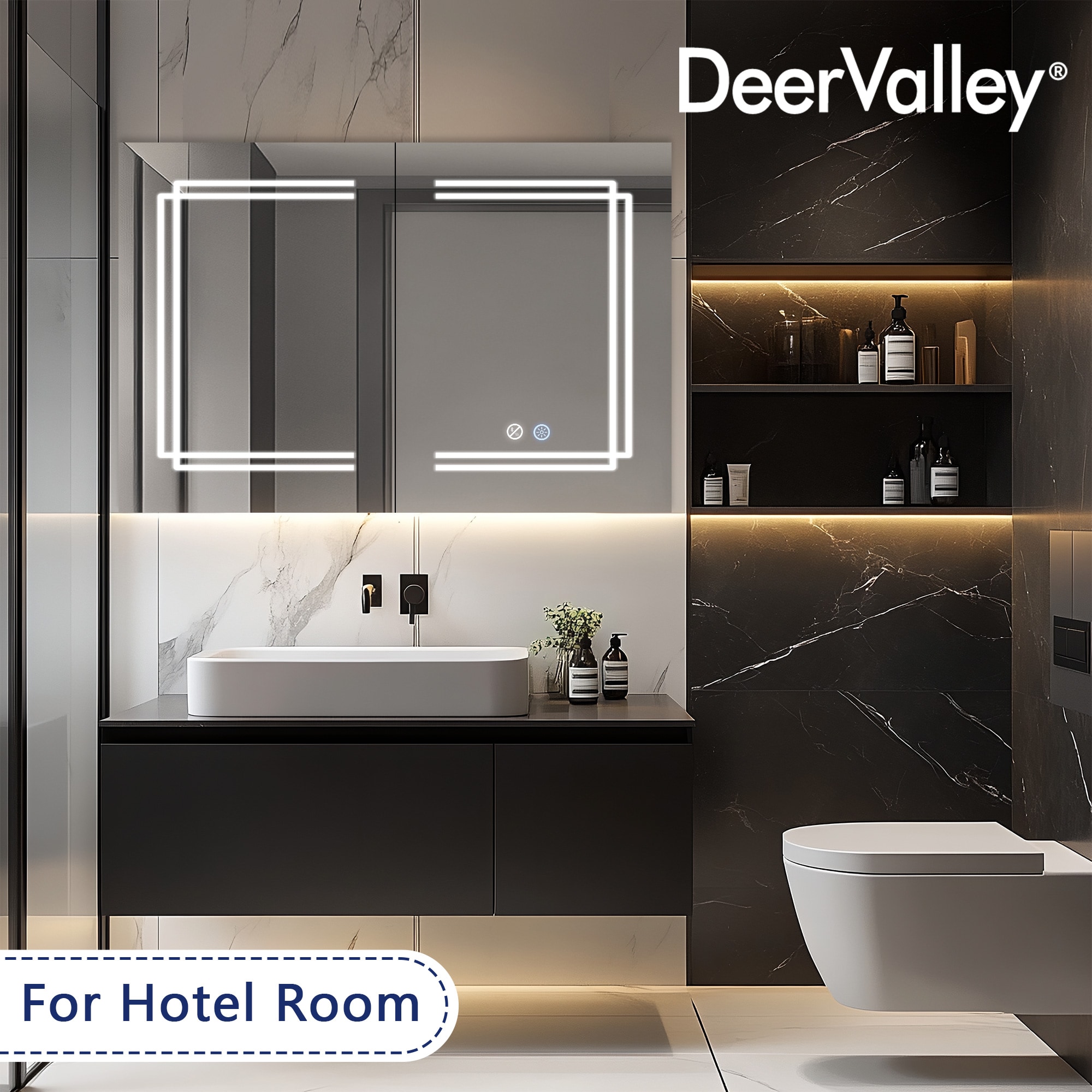Silver Aluminum LED Medicine Cabinet with Mirror and Bluetooth Speaker