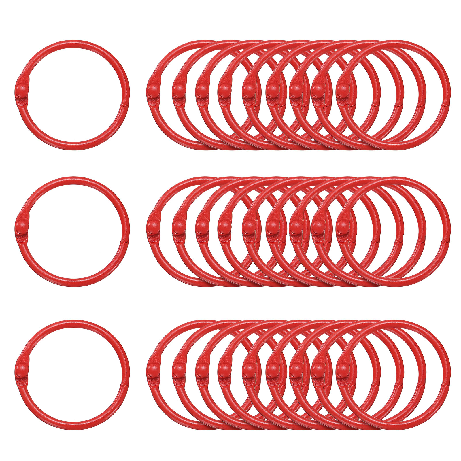 Harfington 50pcs Binder Rings 1 Inch Loose Leaf Binder Ring Metal Book Rings Colorful Loose Leaf Rings for Index Cards Keychain Key Notebook Rings for Home Office Red #S26051100UX9030