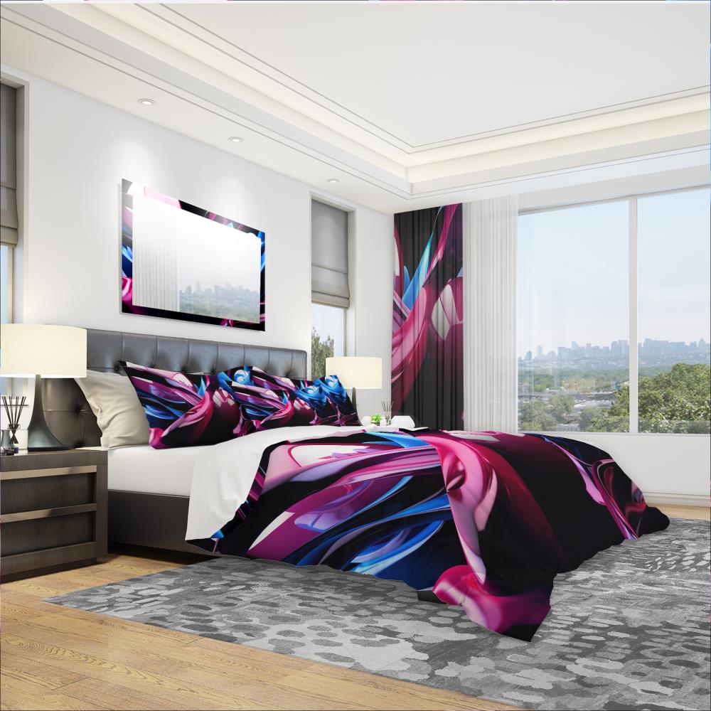 Designart BED3048-Q 3 -Piece Purple Queen Duvet cover Set