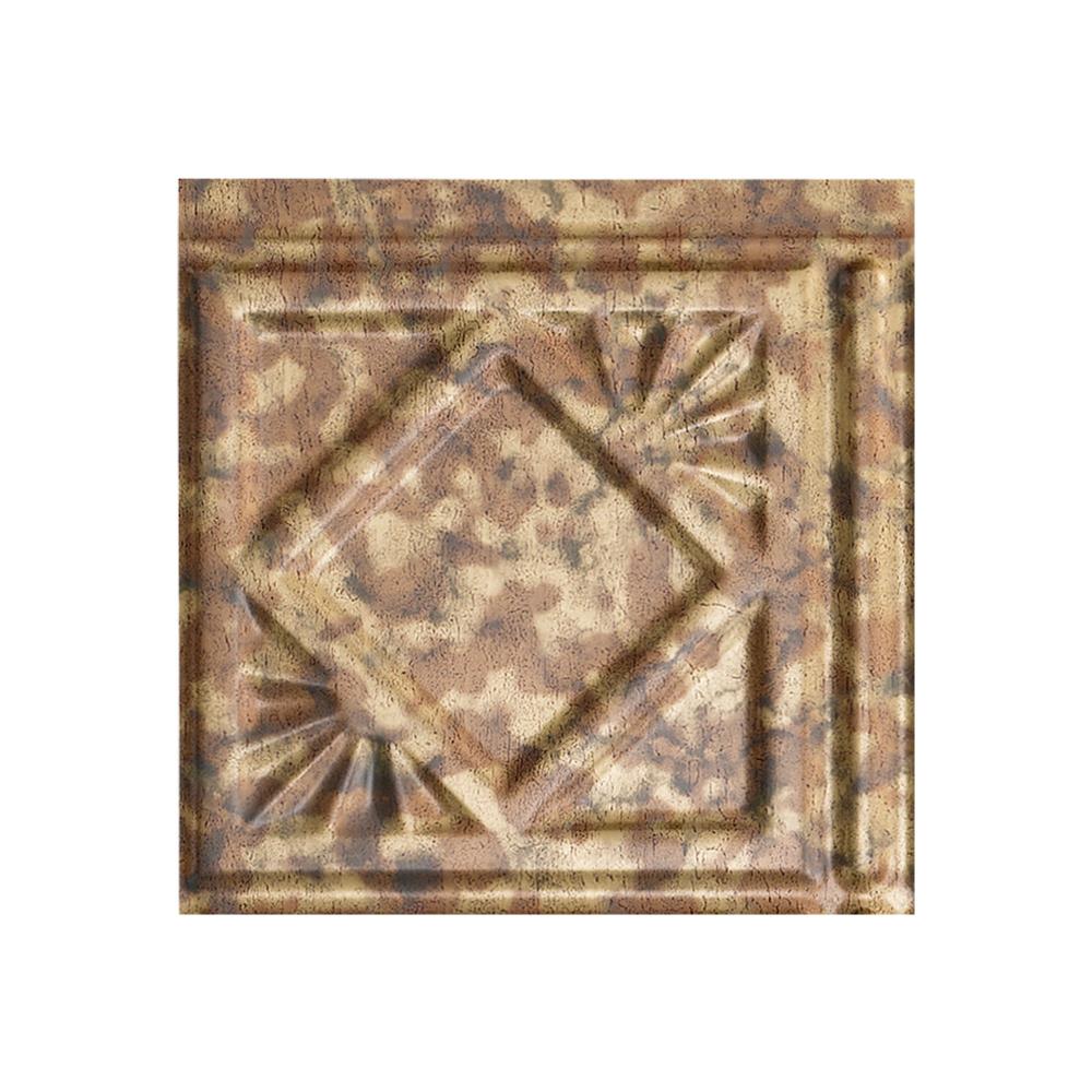 Fasade X5519 Sample 6-in x 6-in Plastic Cracked Copper Backsplash Panels