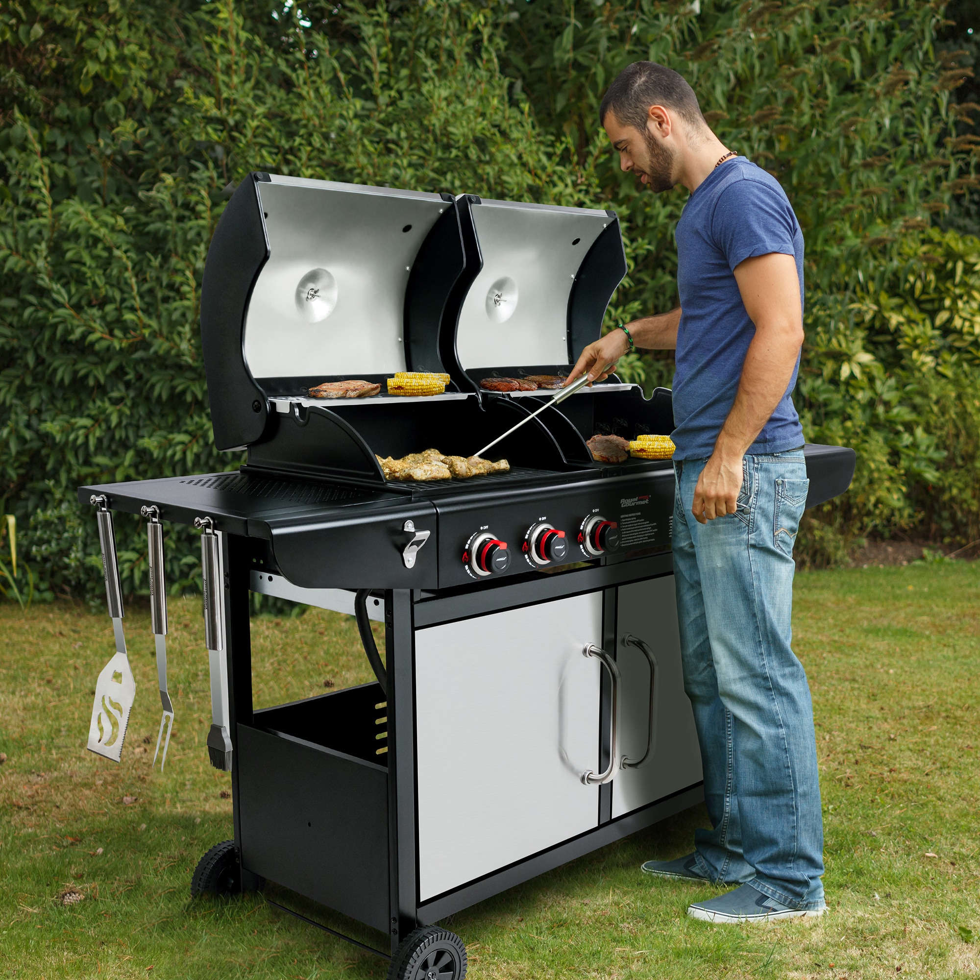 Royal Gourmet Silver Gas and Charcoal Combo Grill in the Combo Grills ...