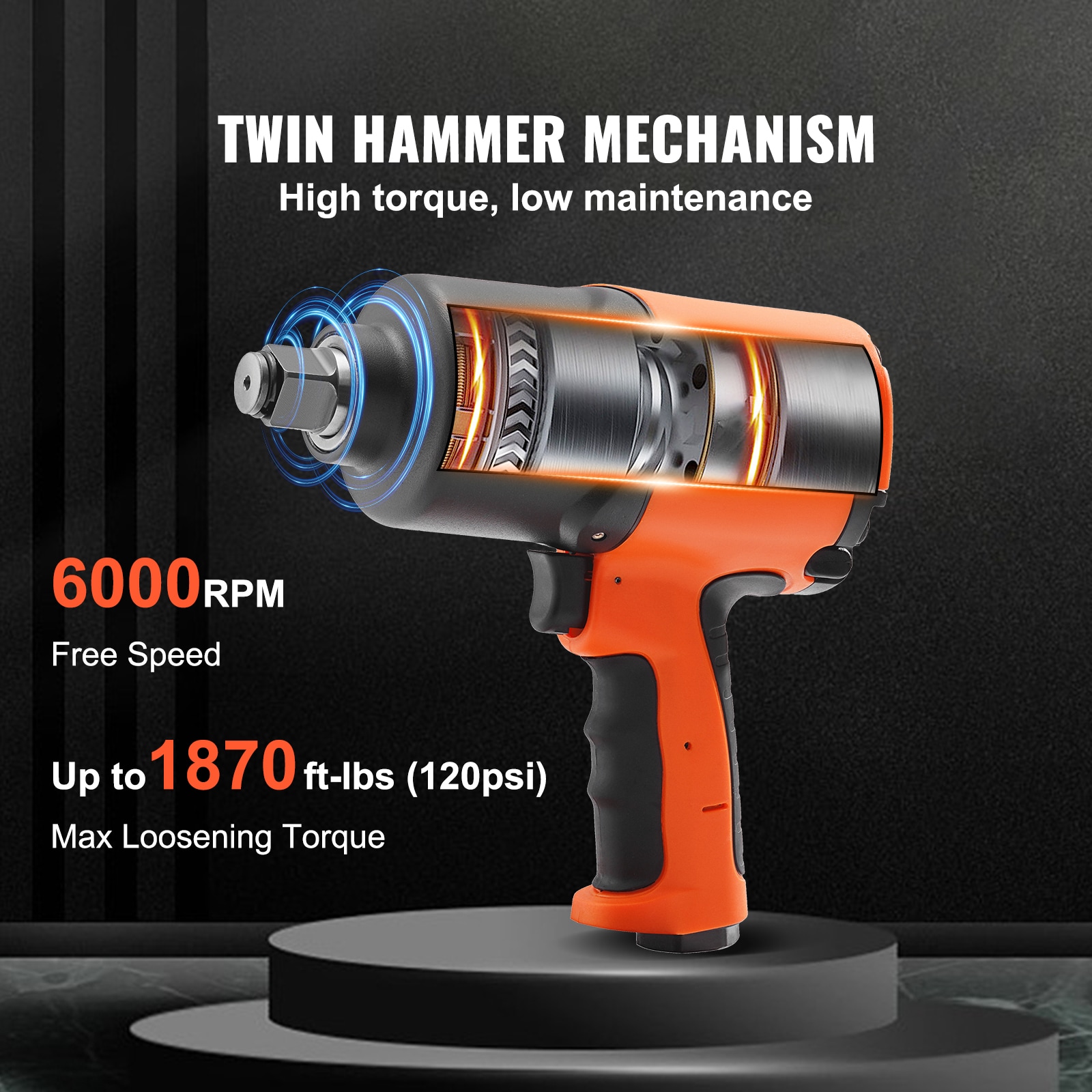 VEVOR 0.75-in 1870-ft lb Air Impact Wrench in the Air Impact