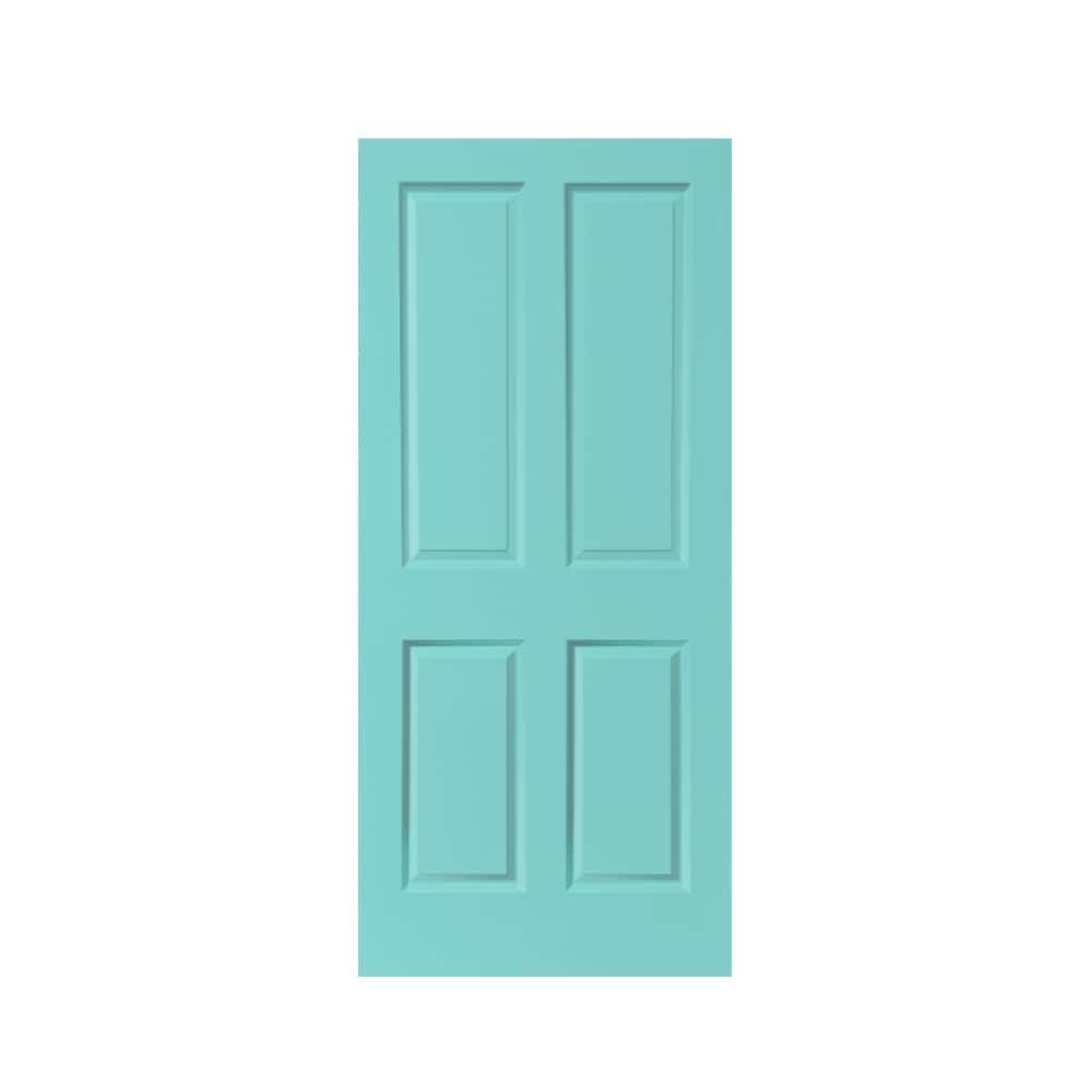 CALHOME DOOR-4PANEL-30RW 30-in x 80-in Mint Green Stained MDF Hollow core Single Barn Door (Hardware Not Included)