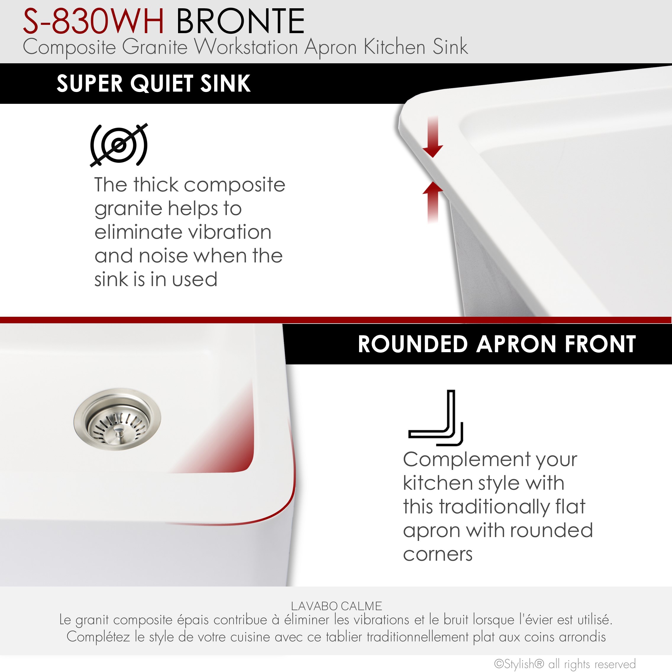 Stylish S-830WH Kitchen-Sinks - View #4