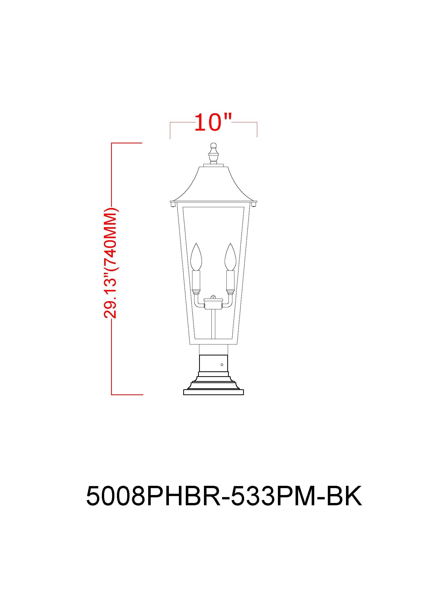 Z-Lite 5008PHBR-533PM-BK Complete-Post-Lights - View #8