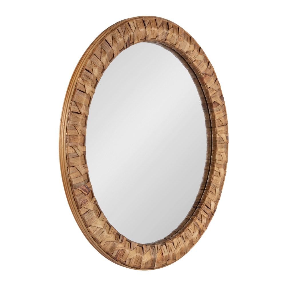 Kate and Laurel 26.00-in W x 26.00-in H Round Rustic Brown Framed Wall Mirror