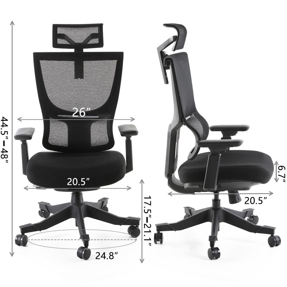 MOTOSTUHL Black Contemporary Ergonomic Adjustable Height Upholstered ...