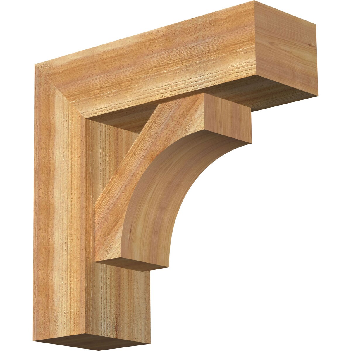 Ekena Millwork 1464374 Westlake Block Rough Sawn Bracket with Offset Brace 8-in x 24-in x 24-in Western red cedar Brown Wood Standard bracket