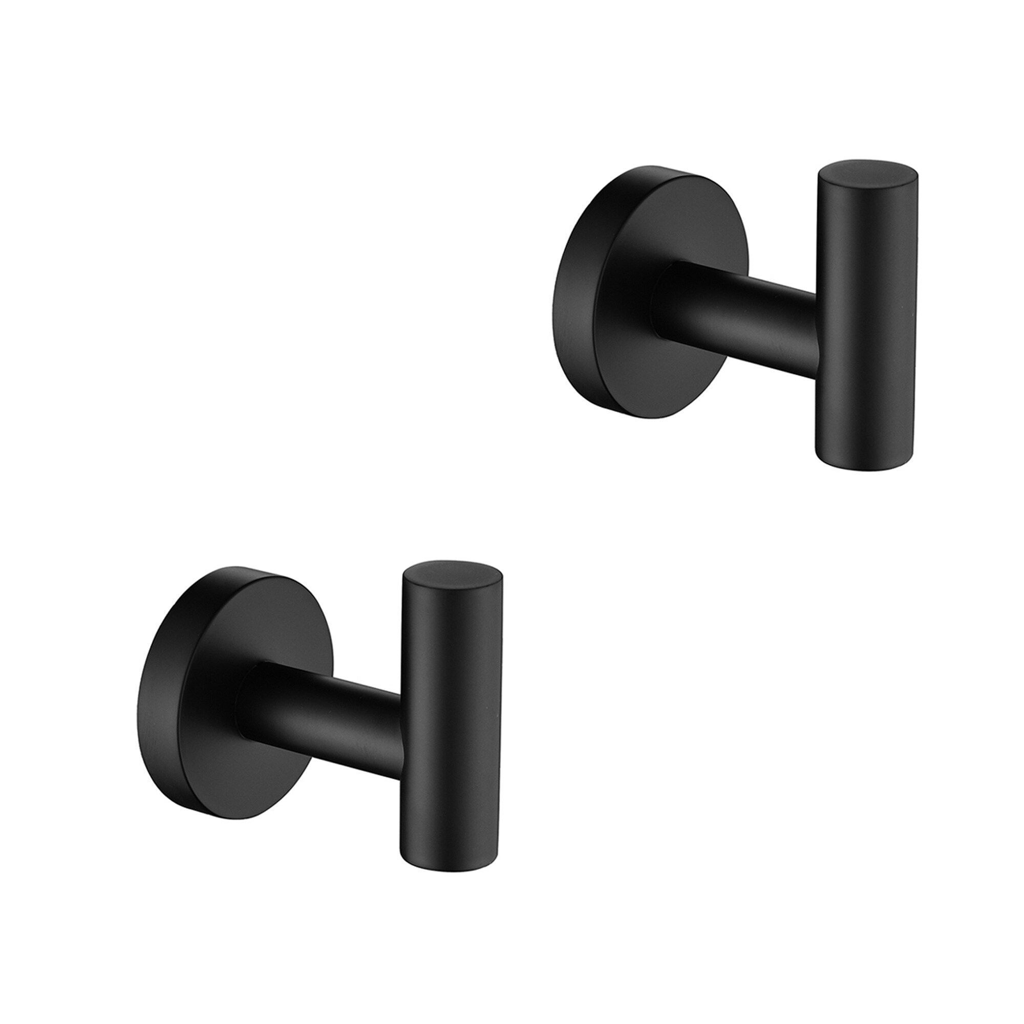 Boyel Living - 2-Piece Wall-Mounted Stainless Steel Towel Hook Set in Matte Black