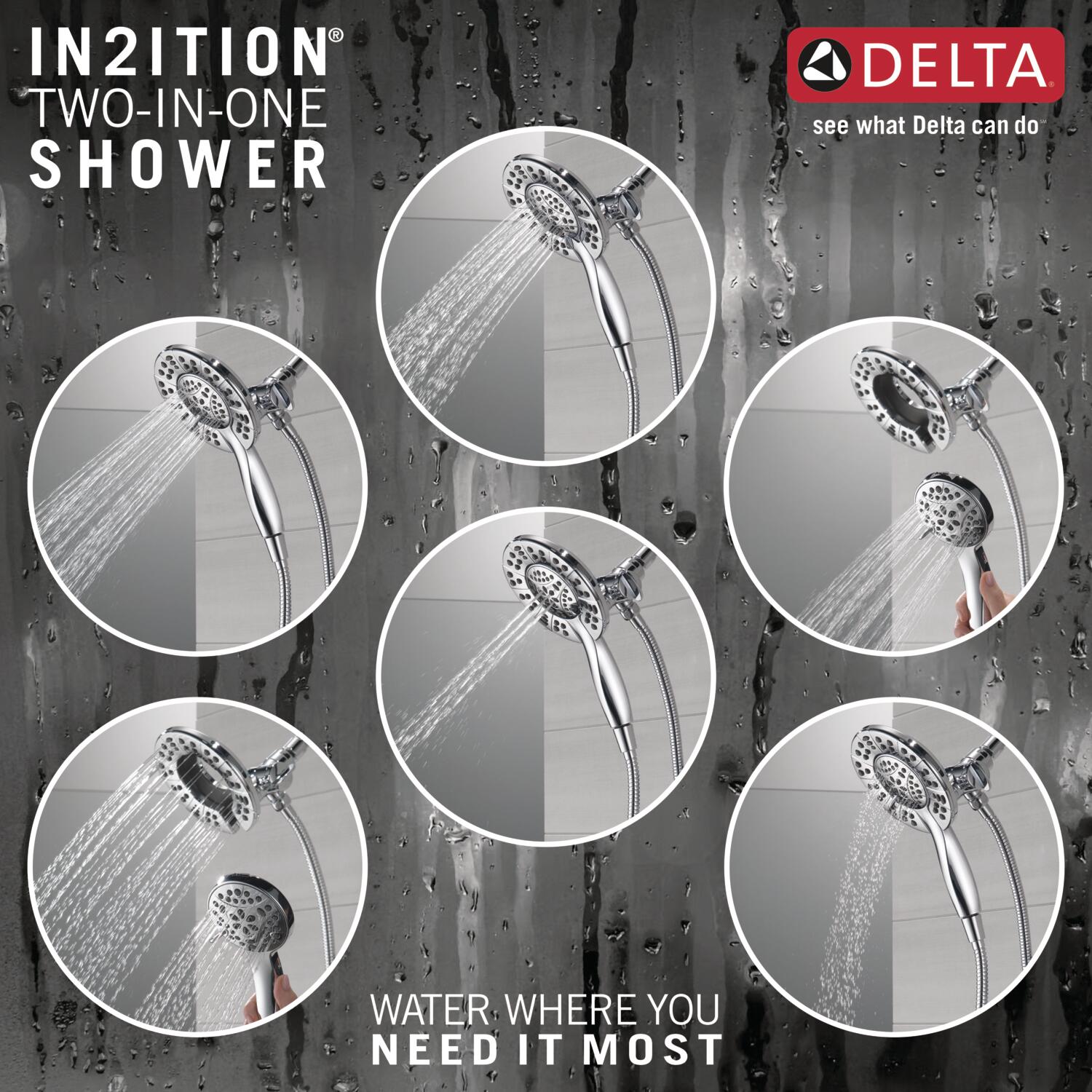 Chrome Dual Shower Head with Handheld Spray and Adjustable Height