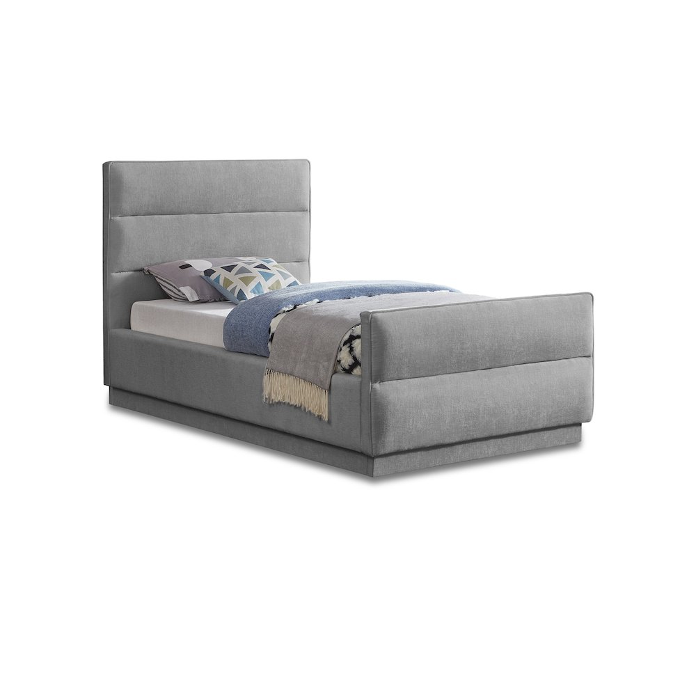 Meridian - Paxton Grey Chenille Fabric Twin Bed