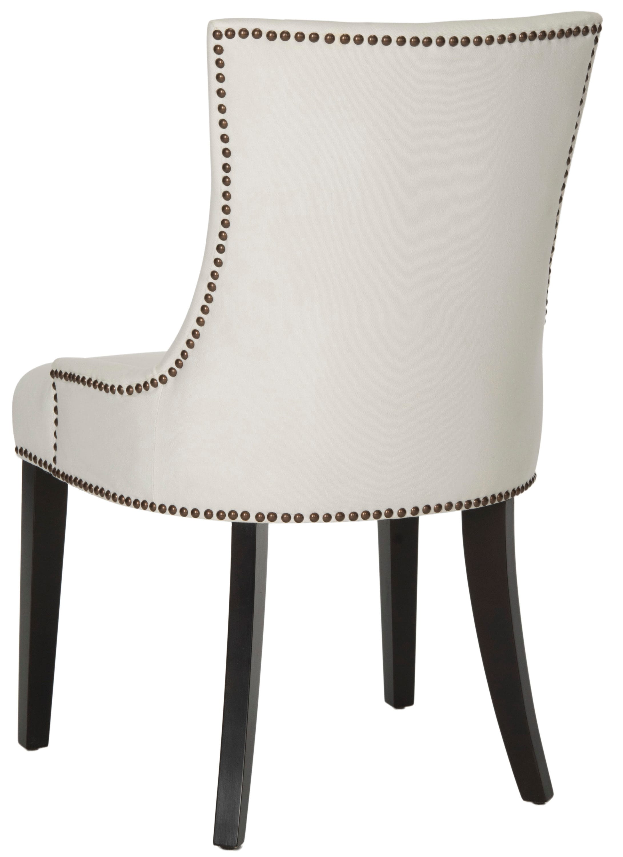 Elegant Sloped Arm White Velvet Upholstered Side Chair with Espresso Wood Legs