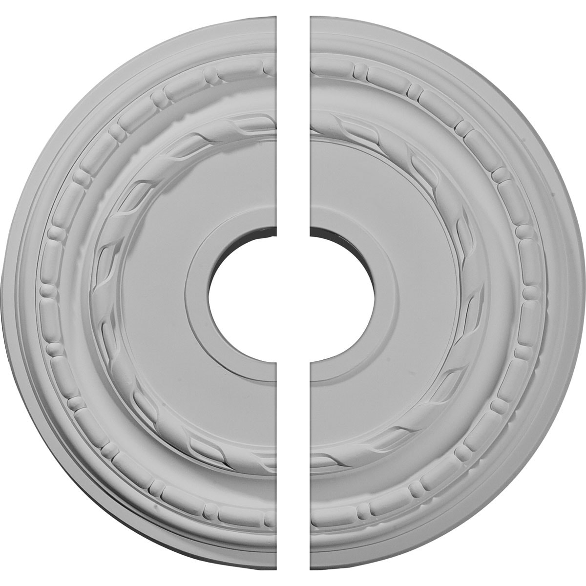 Ekena Millwork CM15DU2 Dublin 15.375-in W x 15.375-in L Architectural White Polyurethane Split Ceiling Medallion