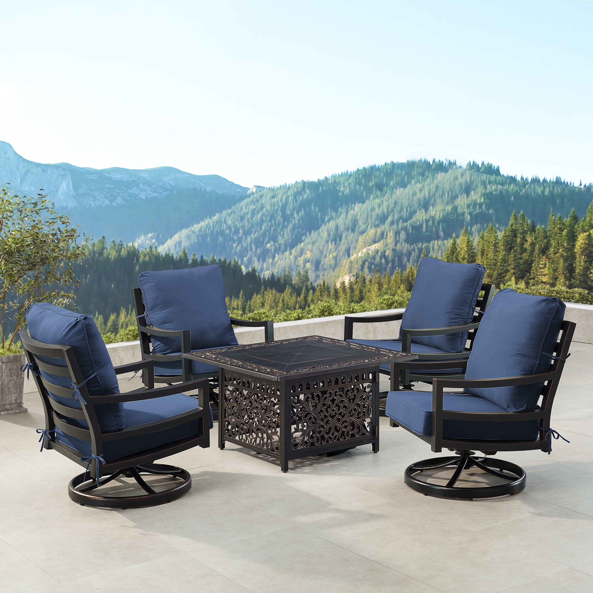 Oakland Living HUDSON4CHMAYANBLCU Patio-Conversation-Sets - View #3