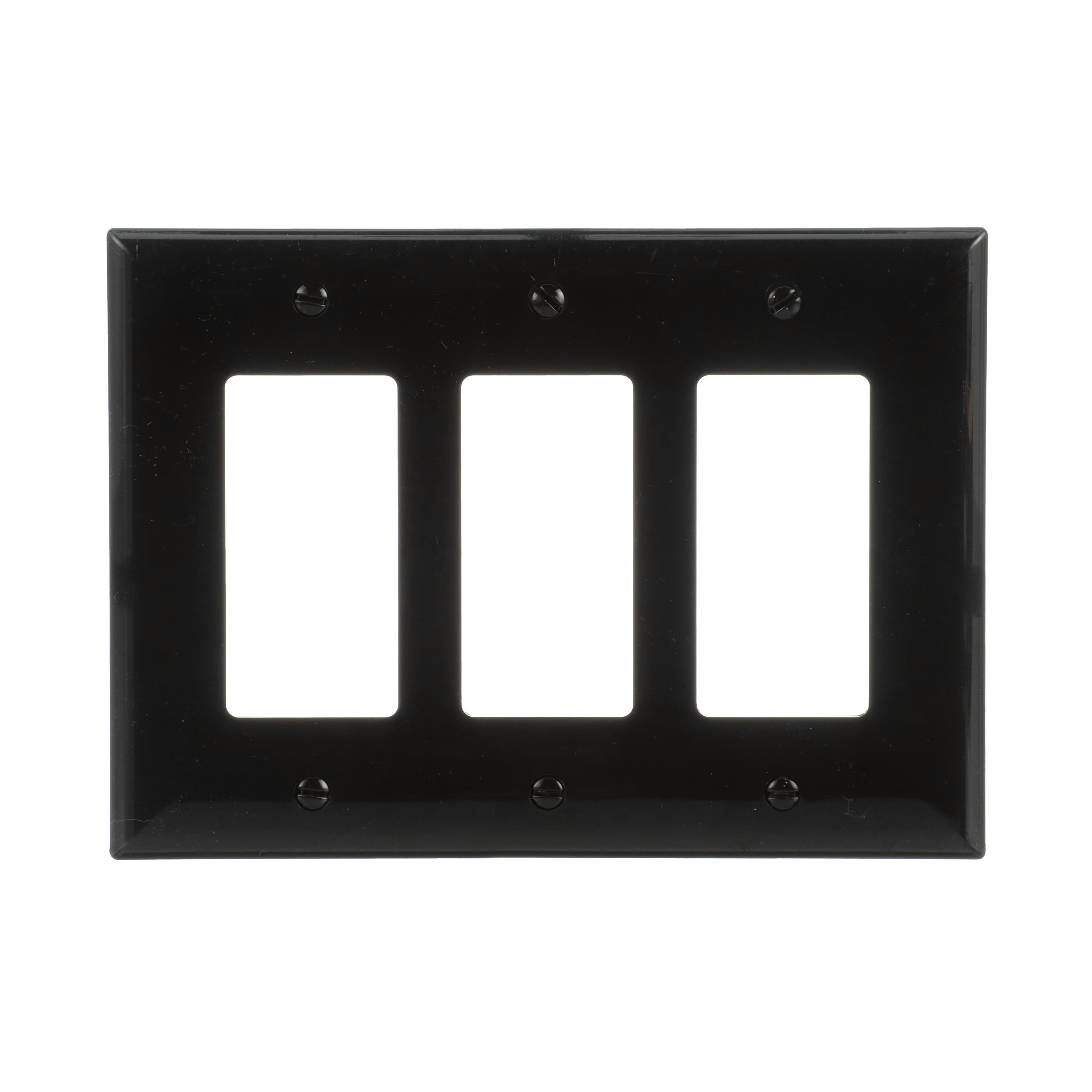 Eaton PJ263BK-F-LW 3 -Gang Midsize Size Black Polycarbonate Indoor Decorator Wall Plate