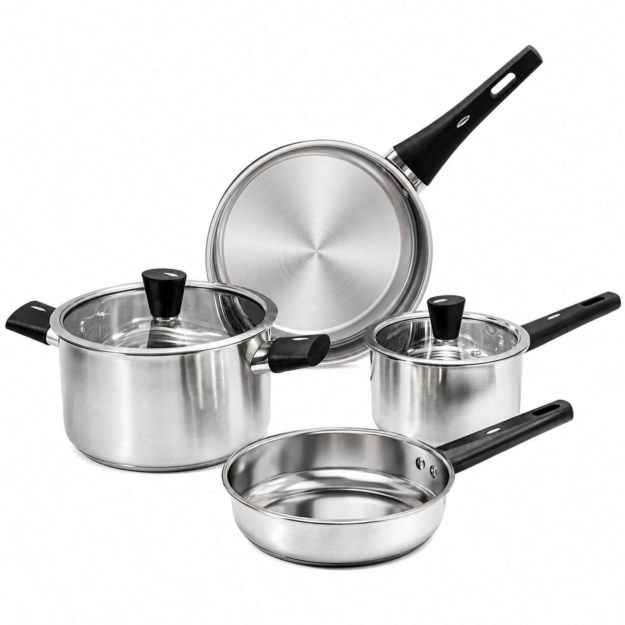 Aoibox  6 Piece Stainless Steel Cookware Set with Stay Cool Handles Frying Pan Saute Pan Saucepan and Casserole Pot