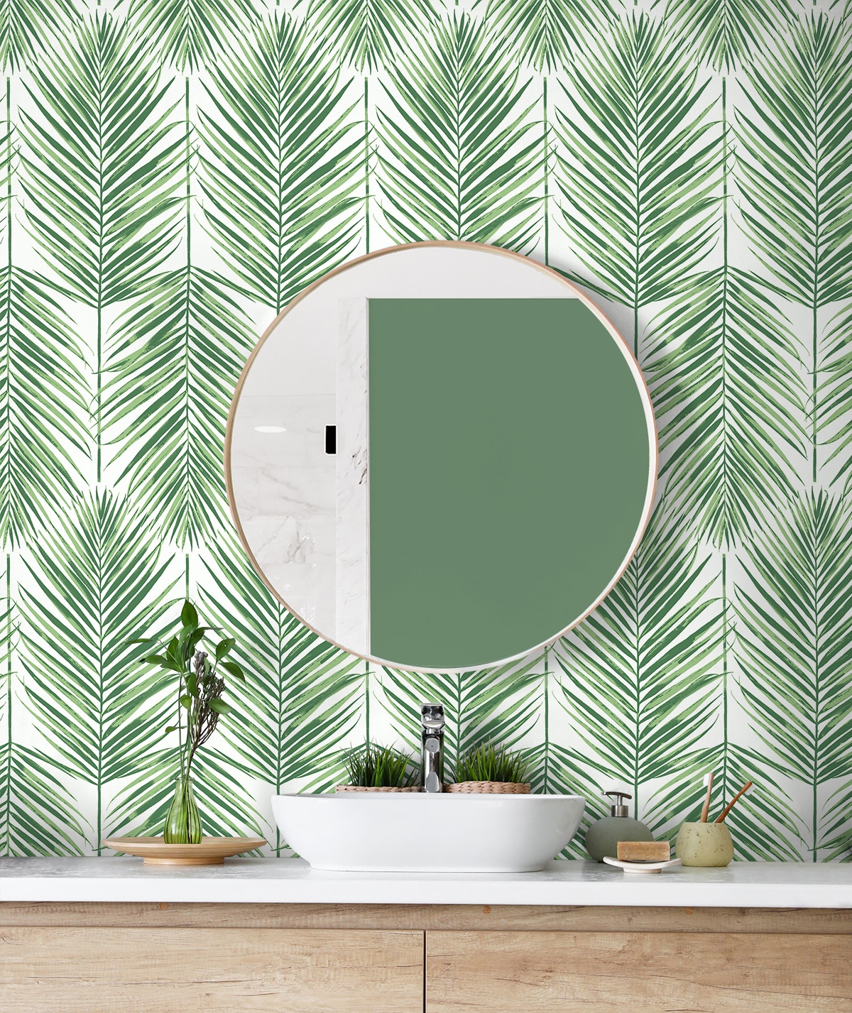 Greenery Vinyl Self-Adhesive Peel and Stick Wallpaper Roll