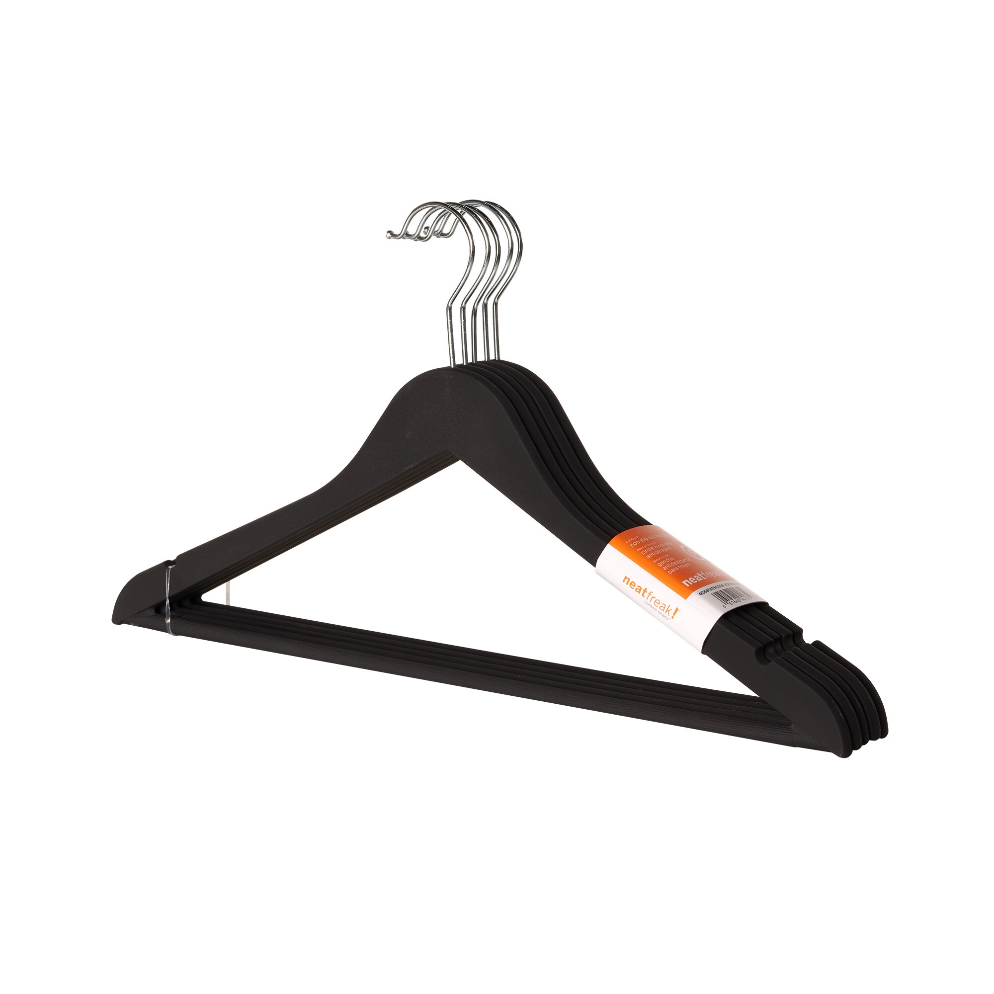 neatfreak 00681X05C0342D3036 5-Pack Polyurethane Non-slip Grip Clothing Hanger (Black)