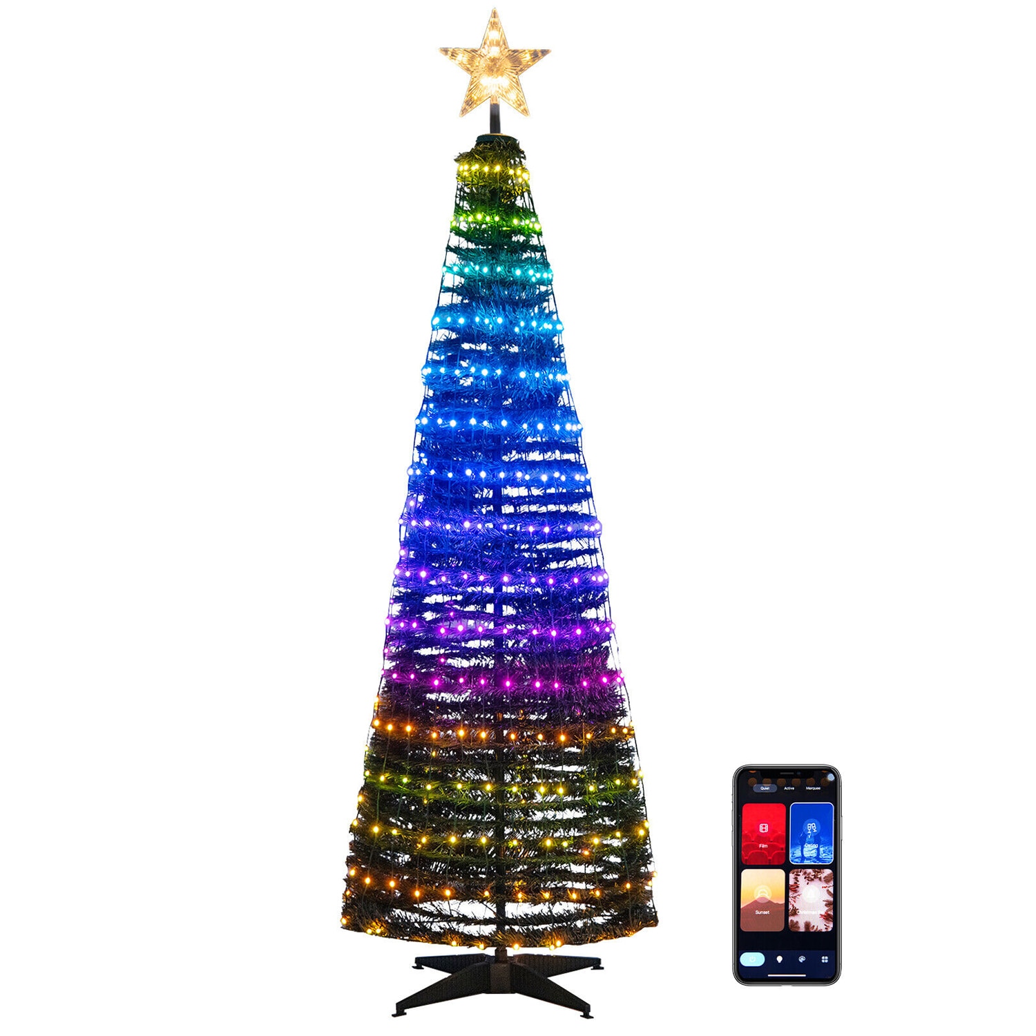 WELLFOR HYJ24154US-GN 6.2 Pre-lit Artificial Christmas Tree with Multicolor LED Lights