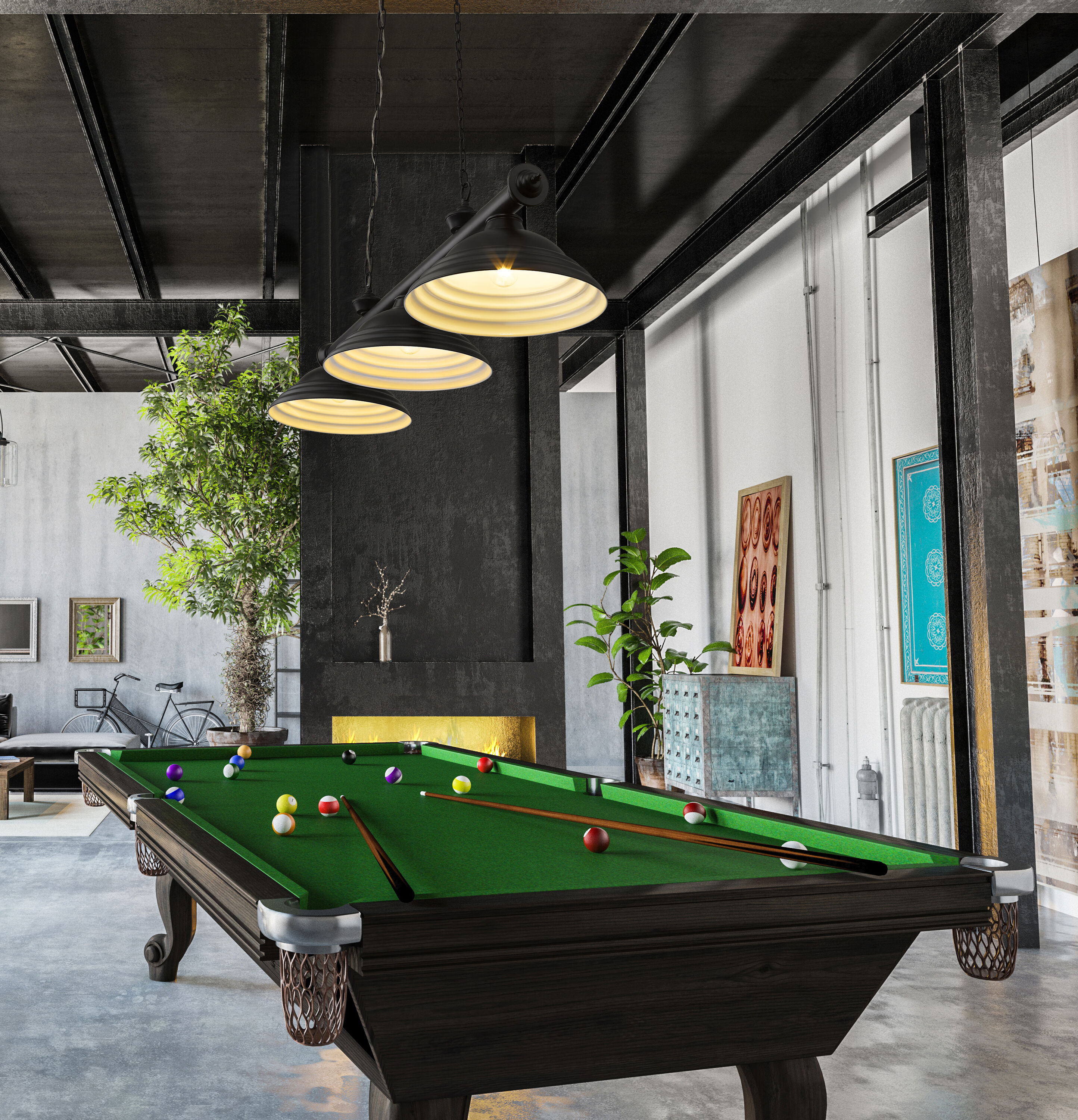 Z-Lite 2306-3MB-SMB Pool-Table-Lighting - View #6